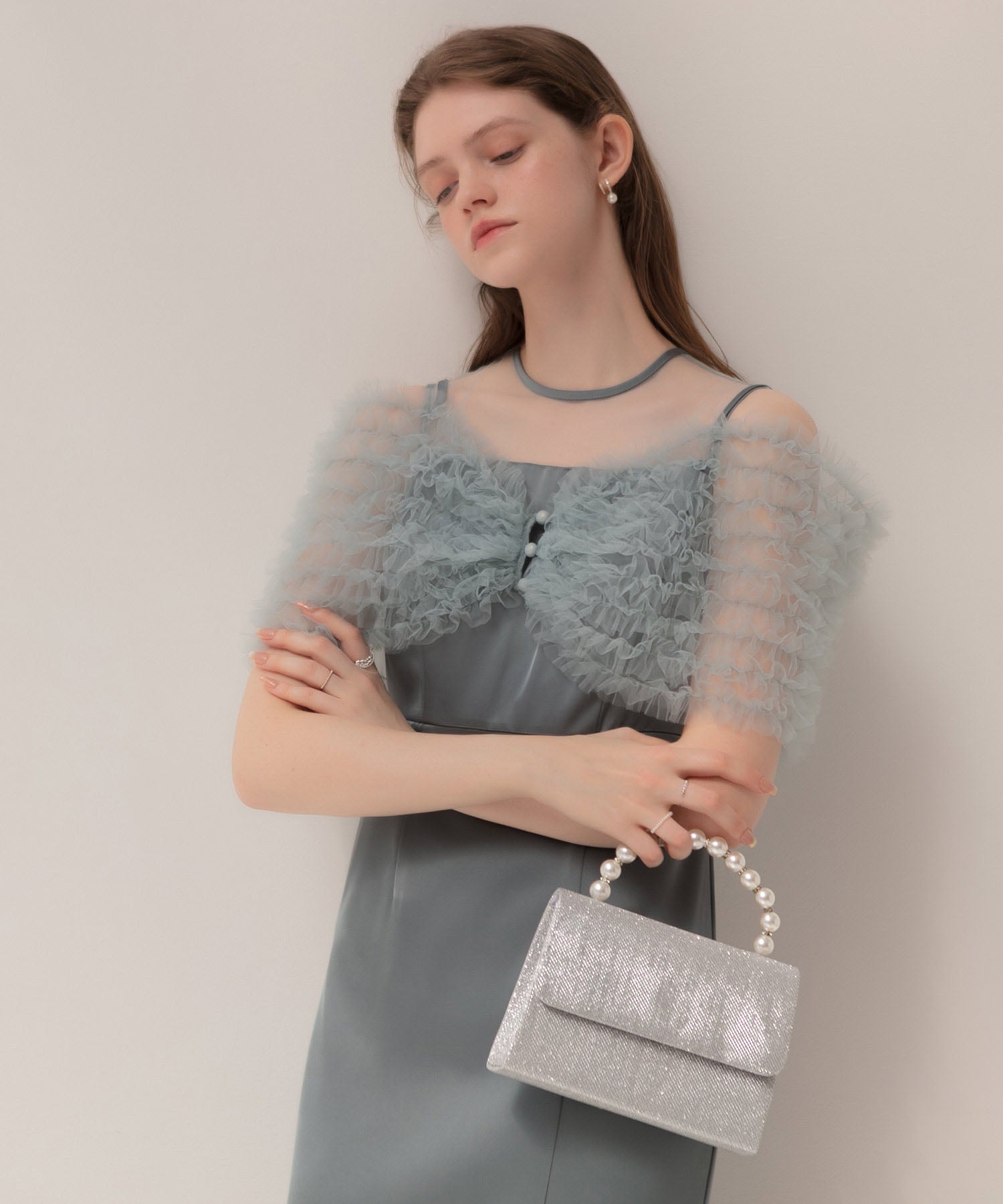 【当日発送】2WAYパールハンドルグリッターバッグ