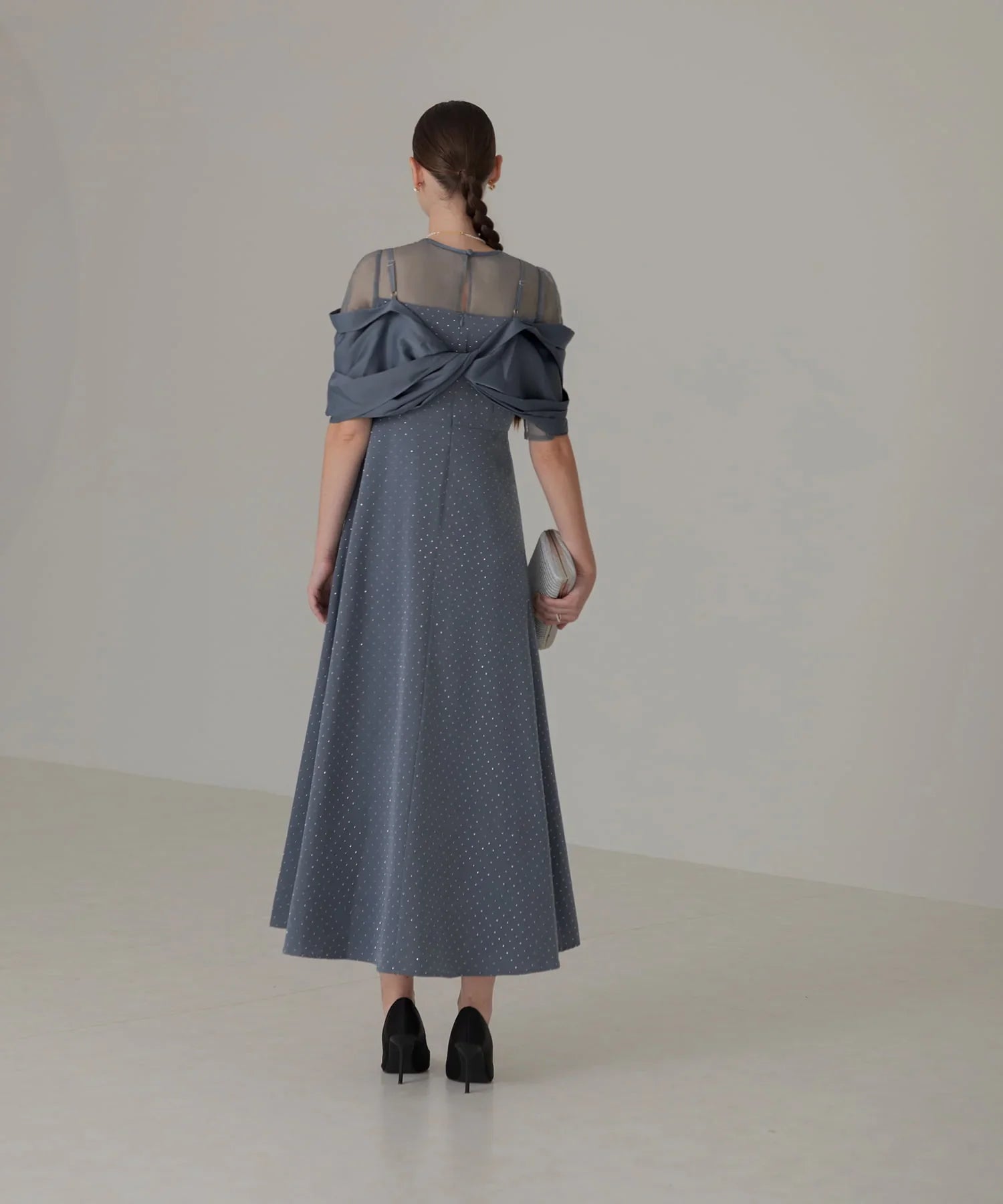 【SOLD OUT】2WAYリボンボレロドットストーンワンピースドレス