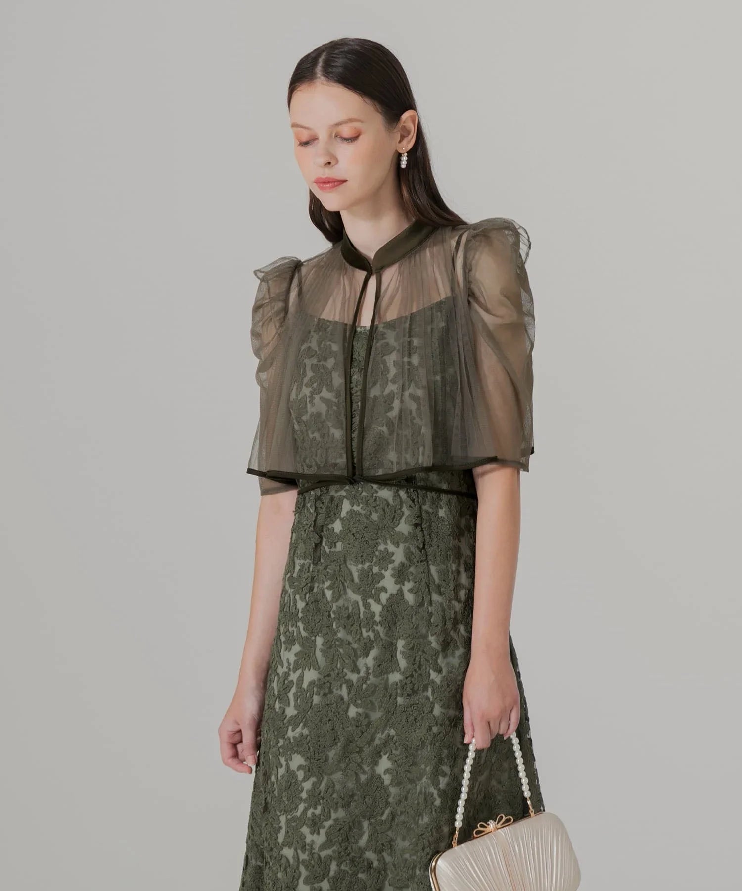 【当日発送】フロントオープンリボンボレロセットアップワンピースドレス