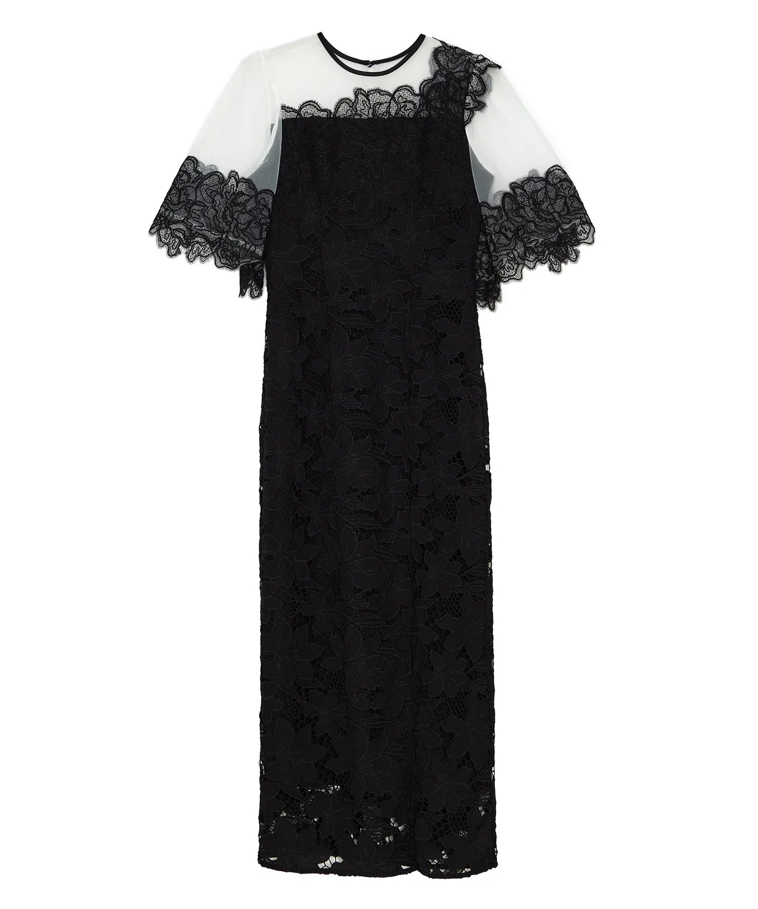 【当日発送】シアーレースフラワーIラインドレス