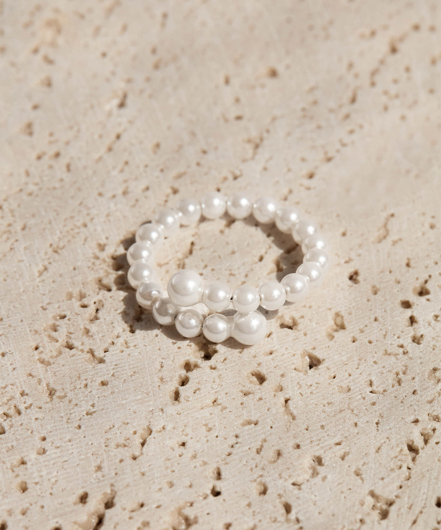 【当日発送】パールダブルラインデザインリング