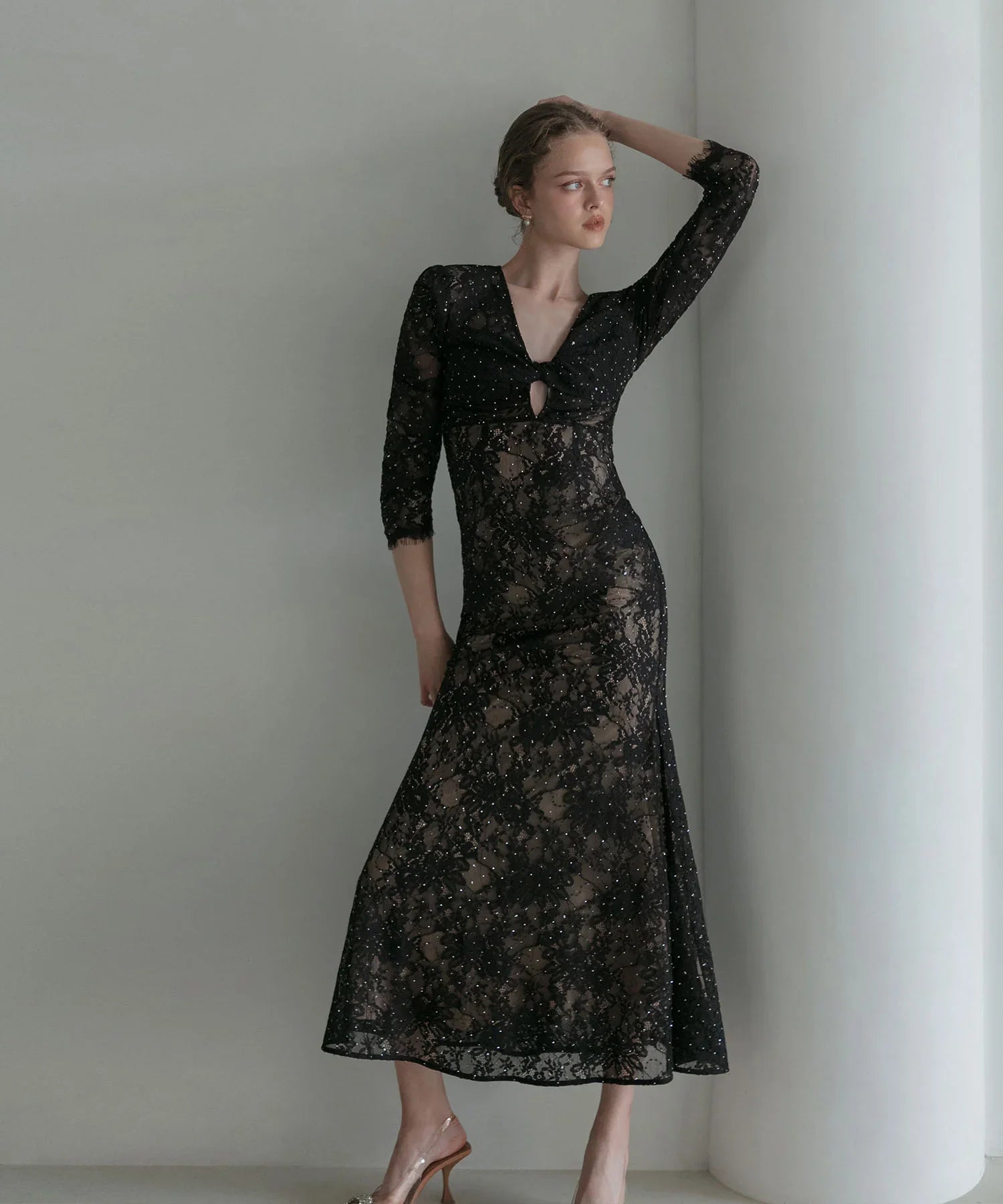 【LEJA LUXE】ツイストオープンレースストーンマーメイドドレス