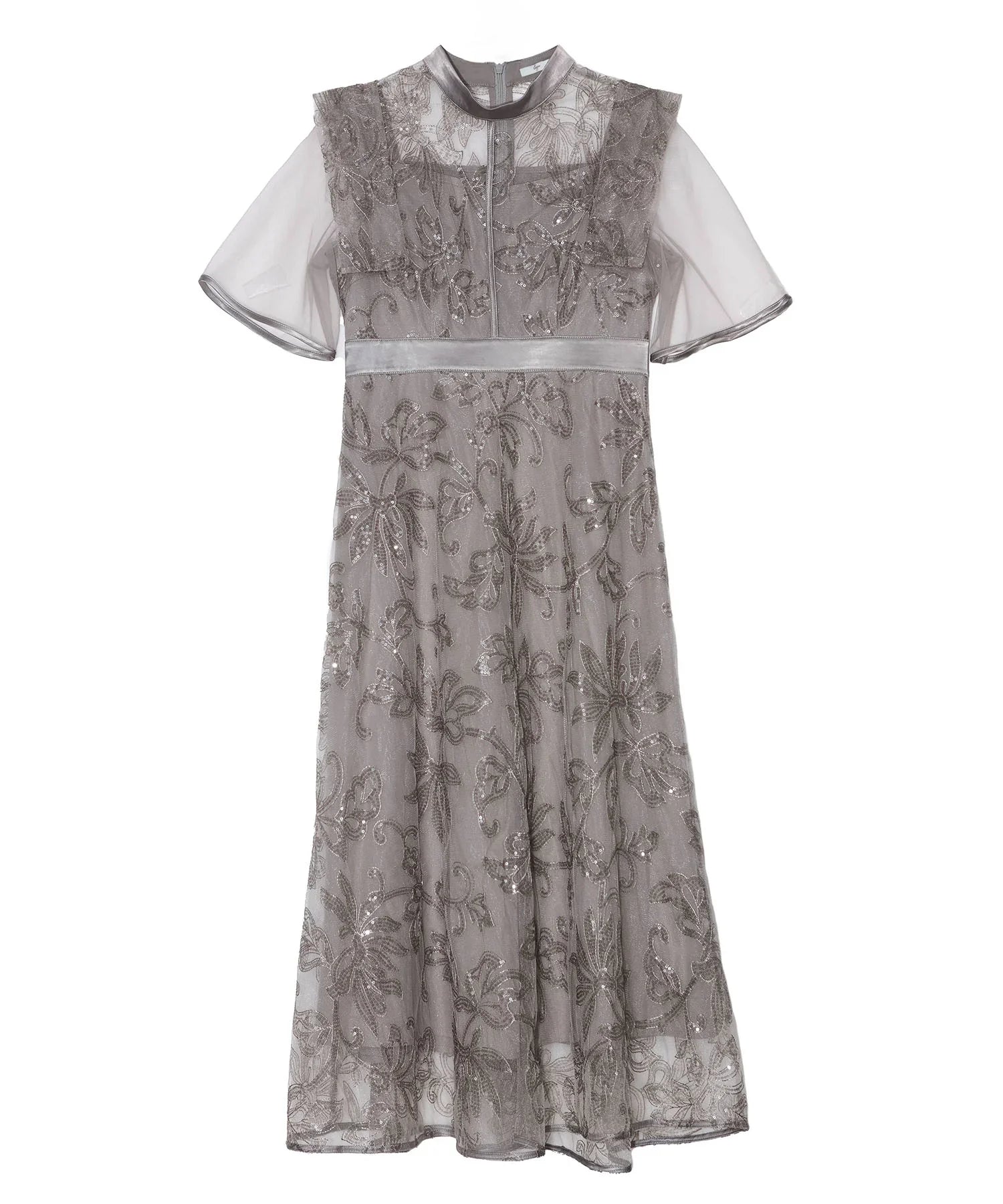 【一部当日発送】フラップデザインフラワースパンコールAラインワンピースドレス