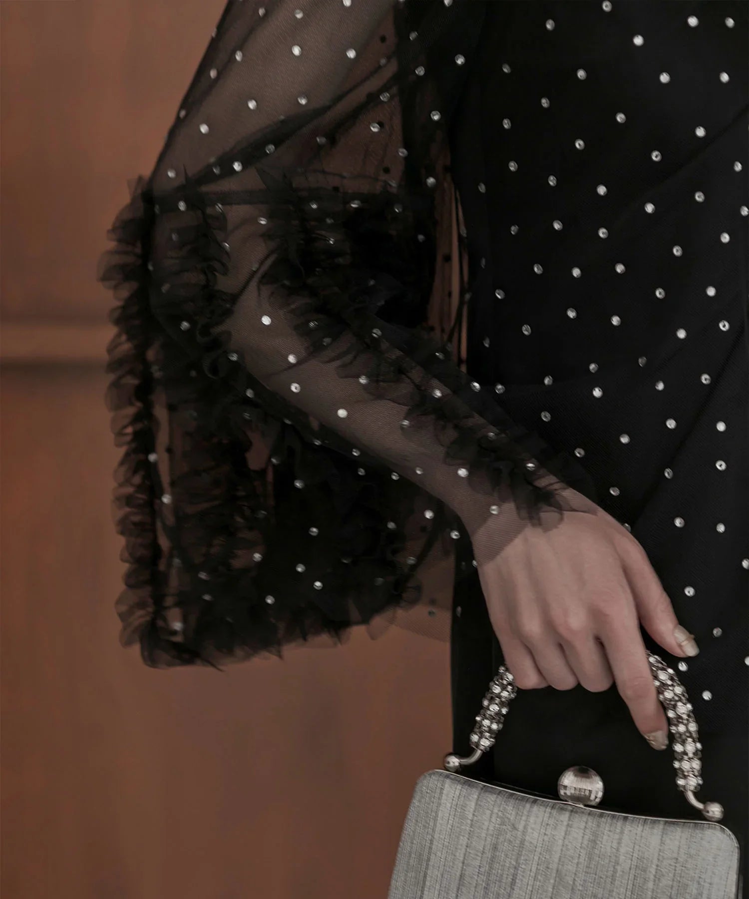 【当日発送】ドットストーンオフショルIラインワンピースドレス