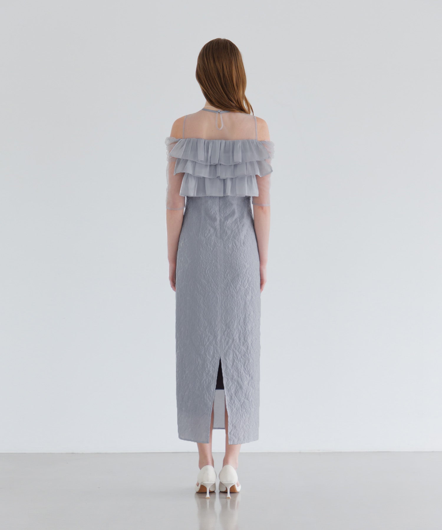 【当日発送】3WAYティアードフリルジャガードIラインワンピースドレス