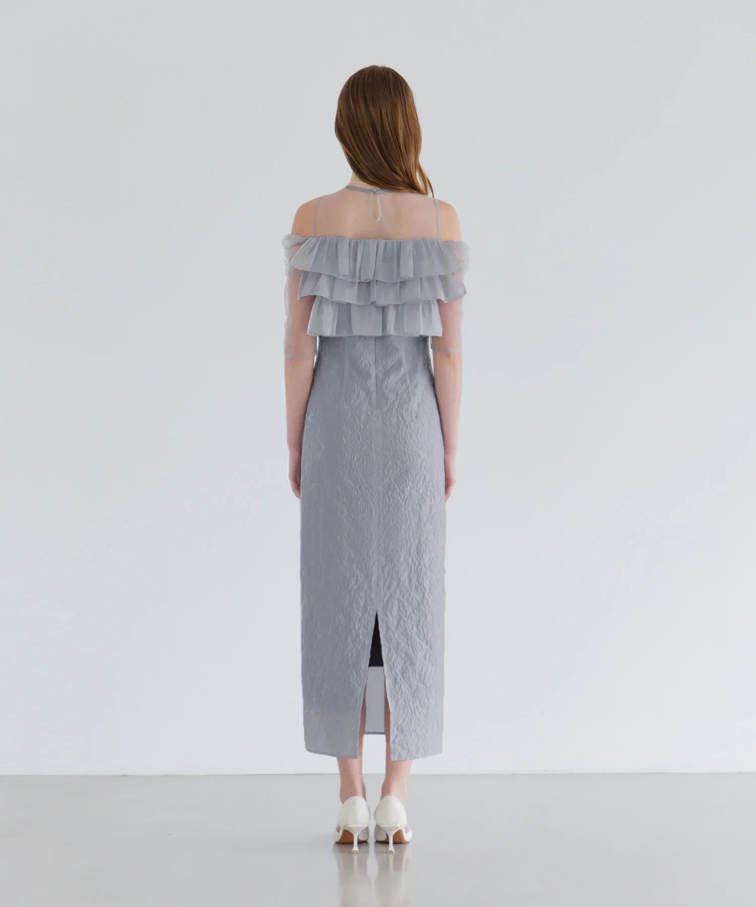 【当日発送】3WAYティアードフリルジャガードIラインワンピースドレス