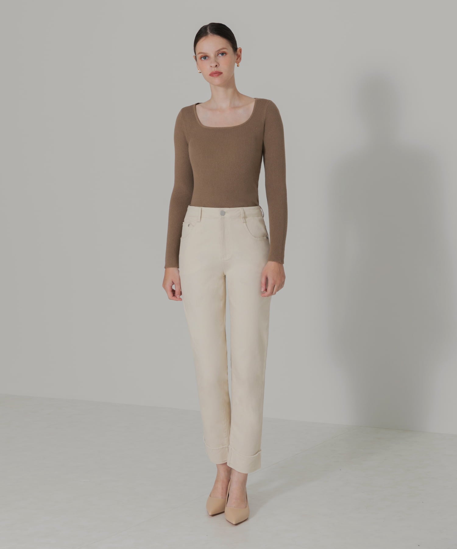 【当日発送】ロールアップストレートデニムパンツ