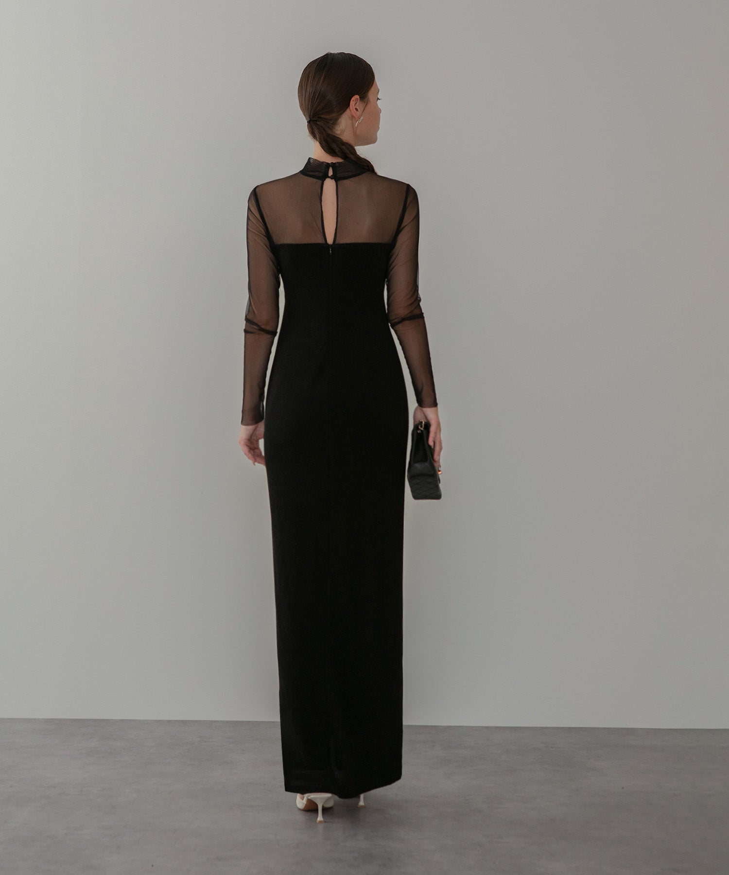 【LEJA LUXE】フロントツイストデザインシアースリットIラインドレス