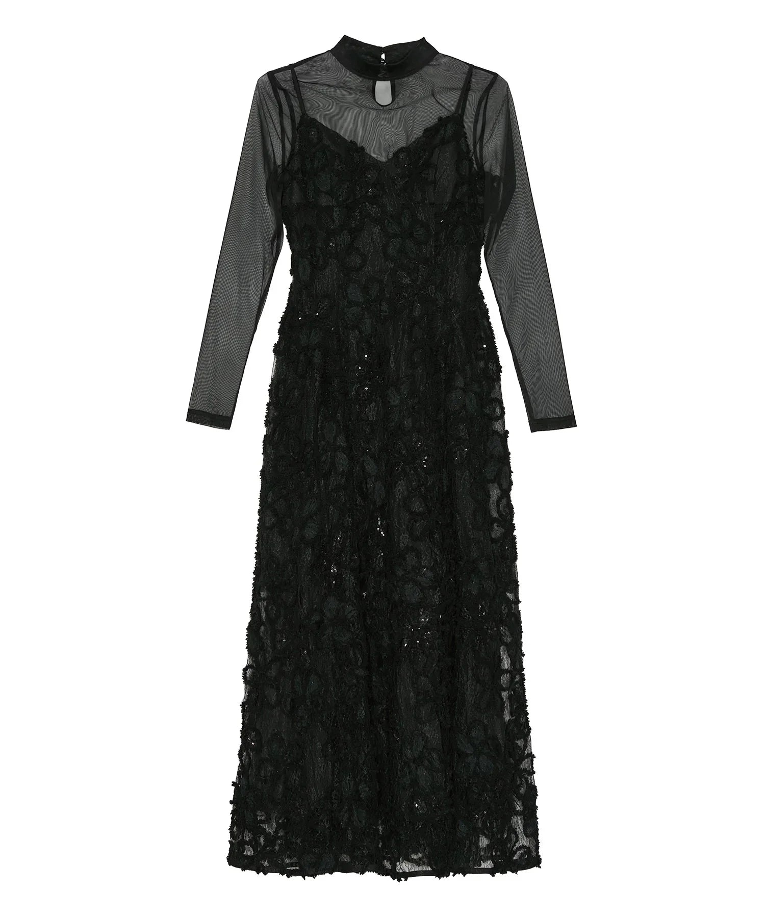 【当日発送】シアーフラワーレースレイヤードワンピース