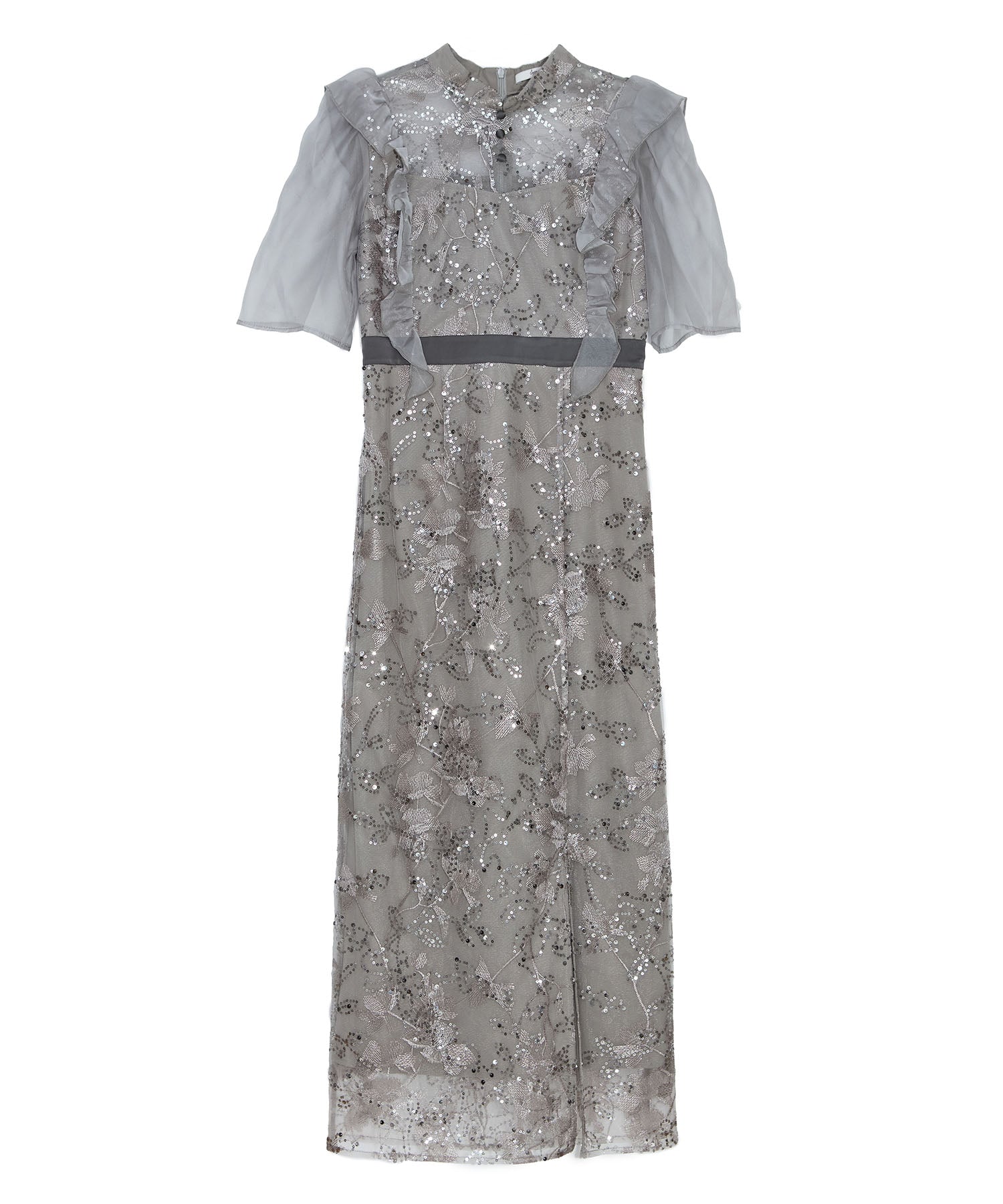 【当日発送】フラワースパンコールシアーフリルIラインワンピースドレス