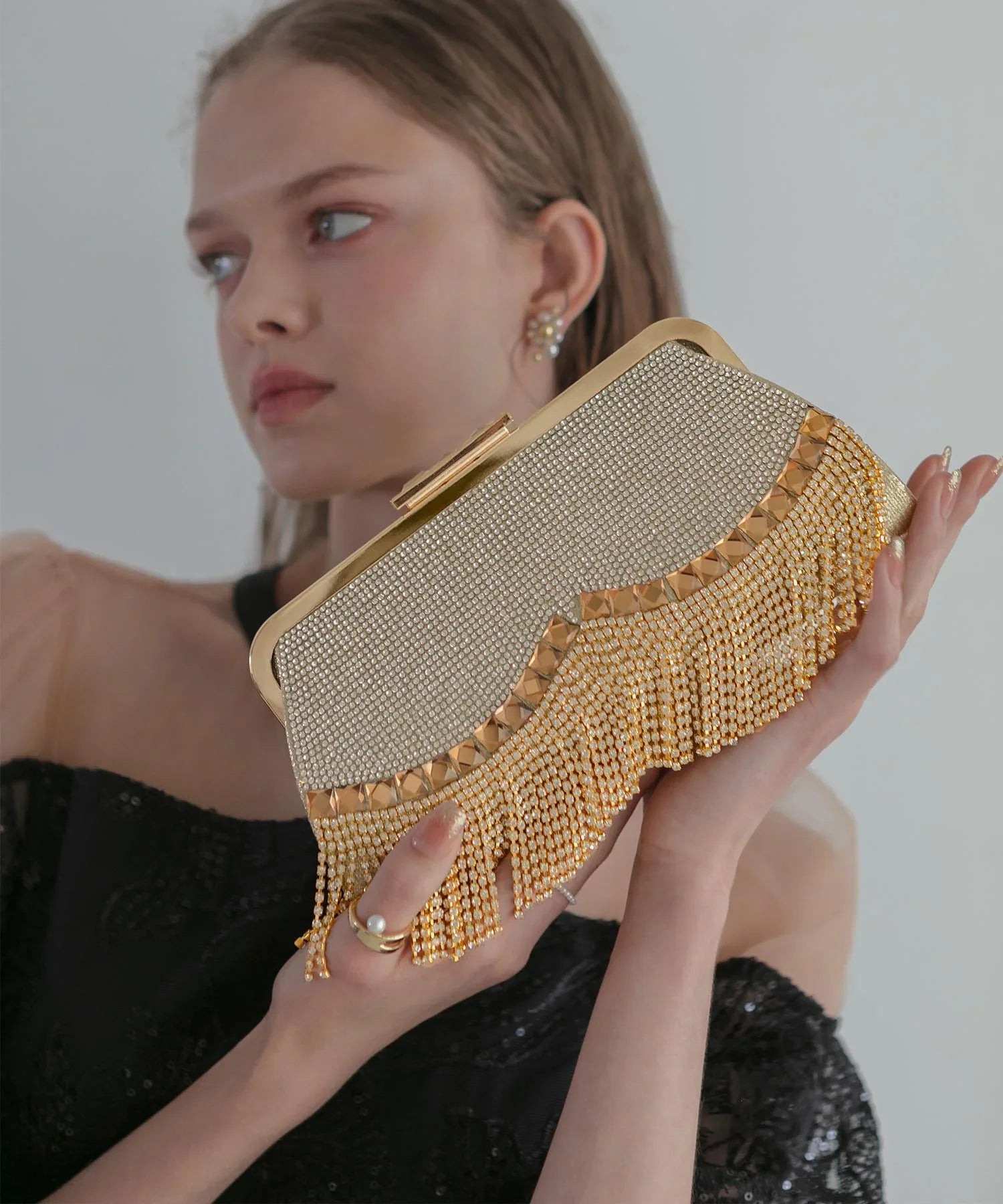 【当日発送】3WAYビジューフリンジバッグ