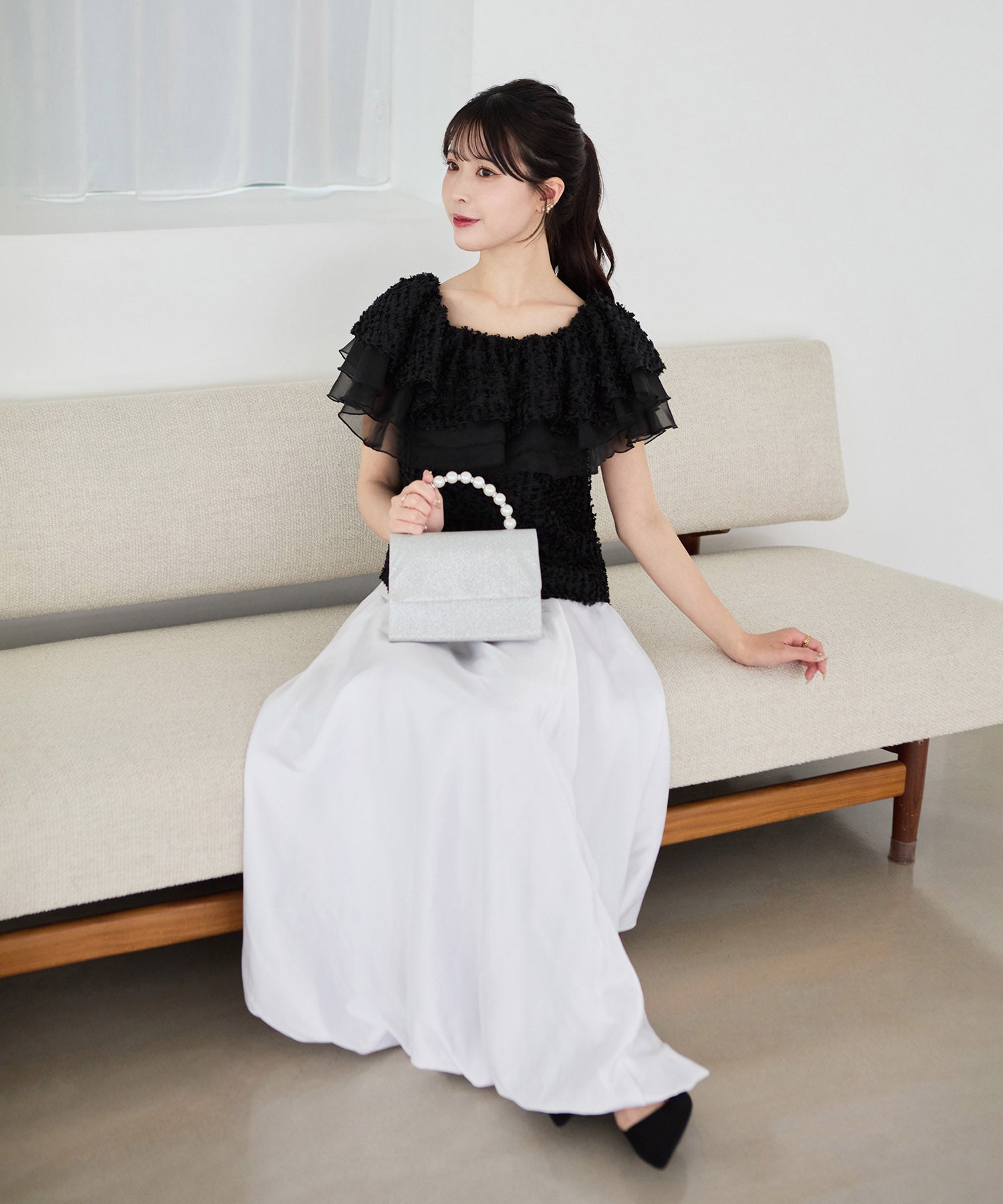 【COMING SOON】3WAYオフショルフリンジシアーレイヤードトップス