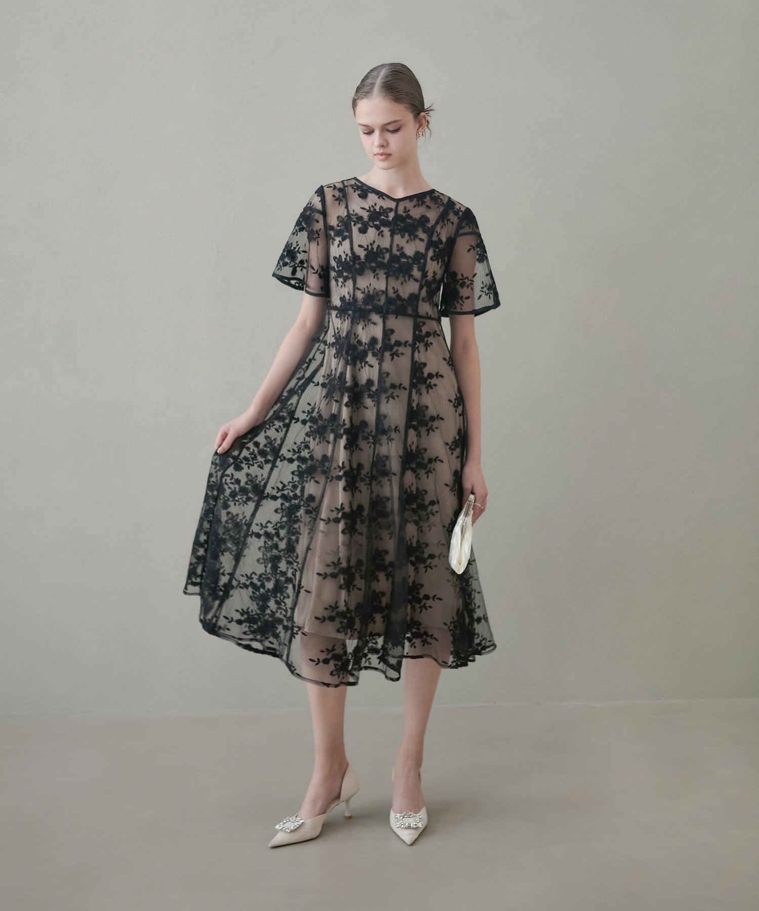 【当日発送】花柄バックリボンワンピースセットアップワンピースドレス