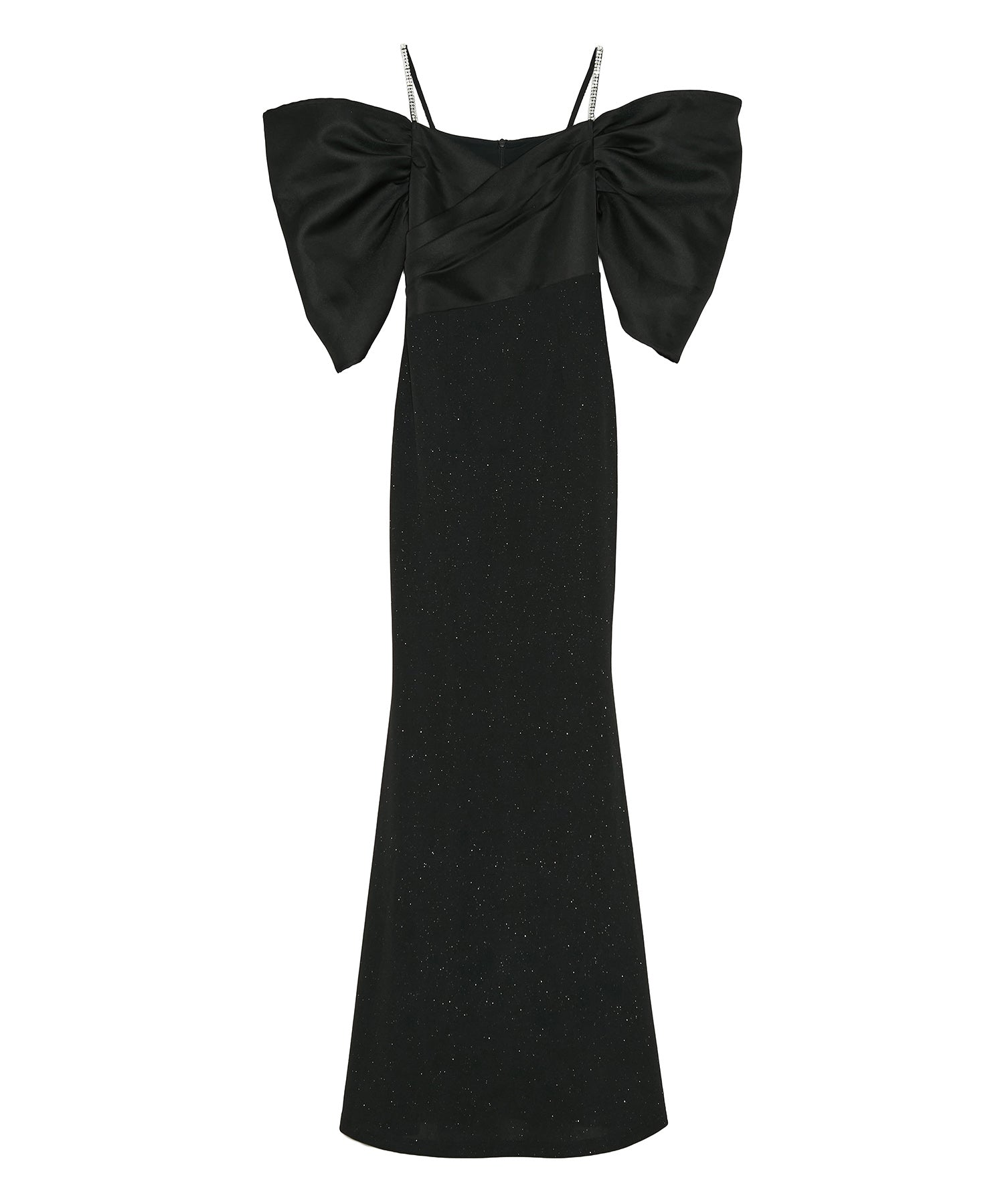 【LEJA LUXE】ビジューストラップタックオフショルダーマーメイドワンピースドレス