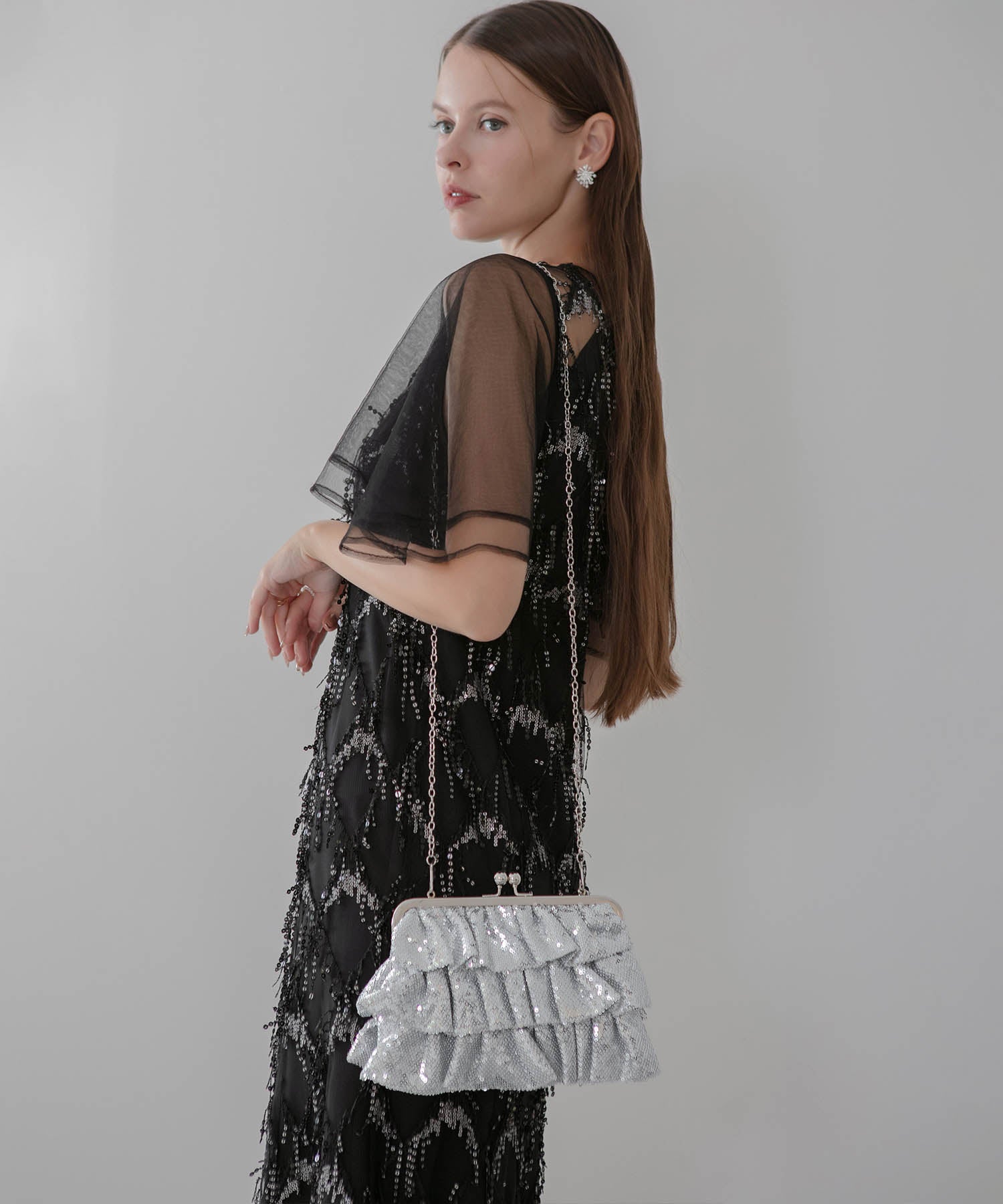 【当日発送】スパンコールフリルデザイン2WAYバッグ