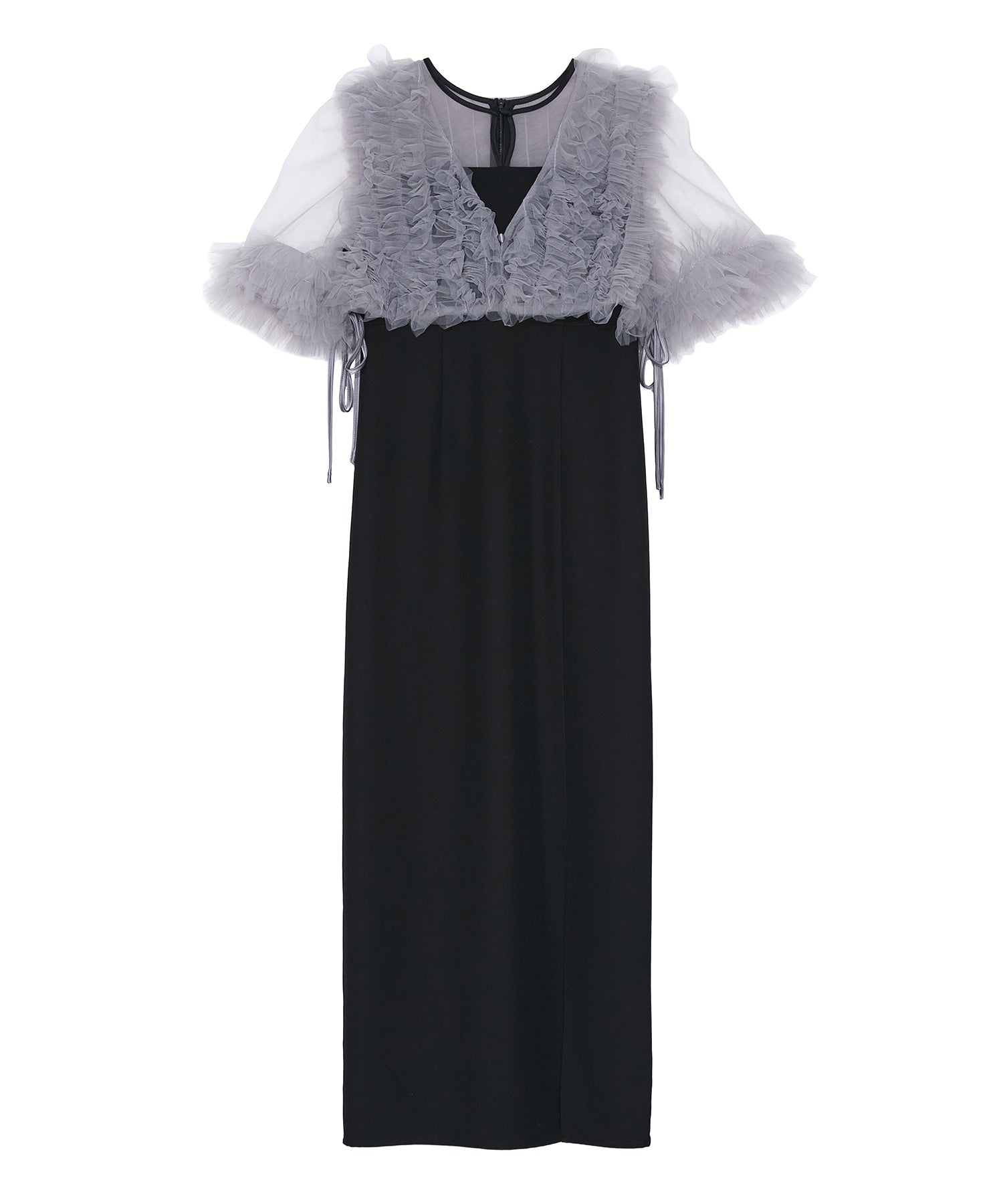 【当日発送】チュールフリルビスチェIラインワンピースドレス