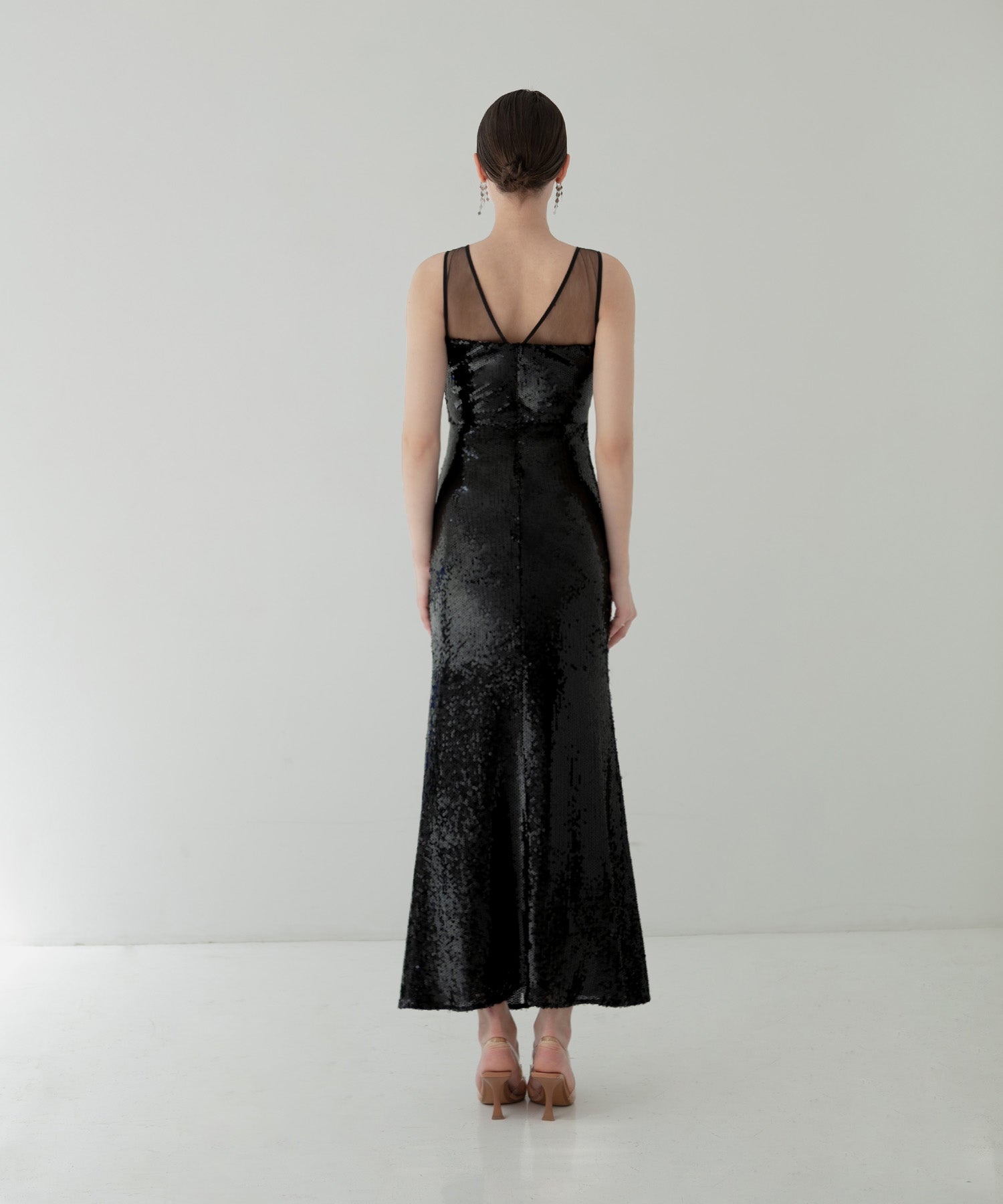 【LEJA LUXE】2WAYファースリーブスパンコールマーメイドドレス