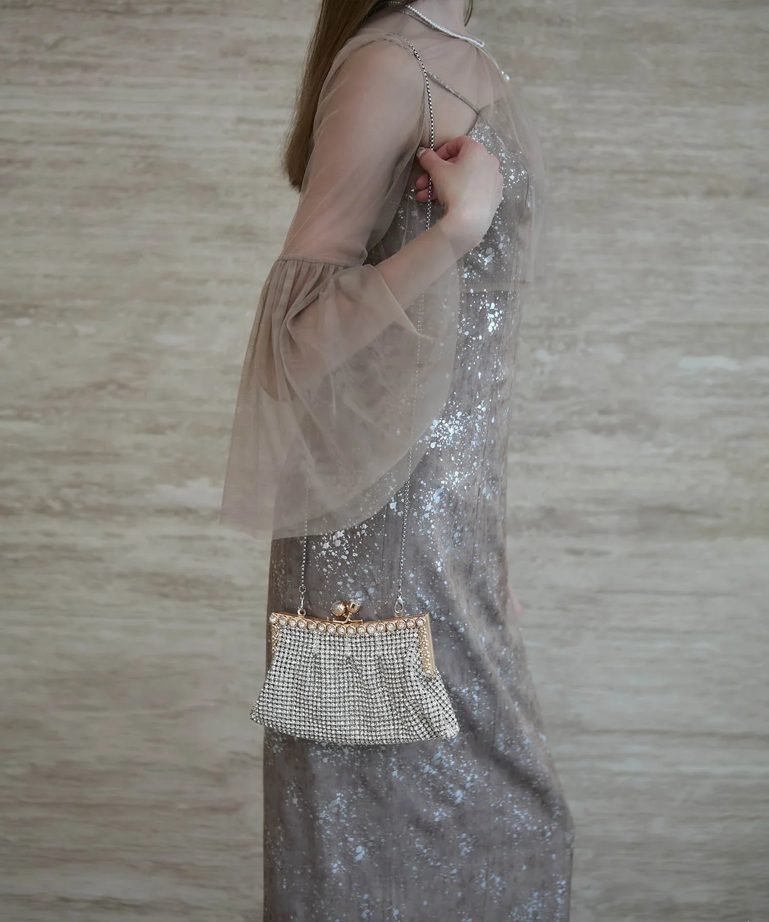 【当日発送】2WAYジュエルストーンビジューバッグ