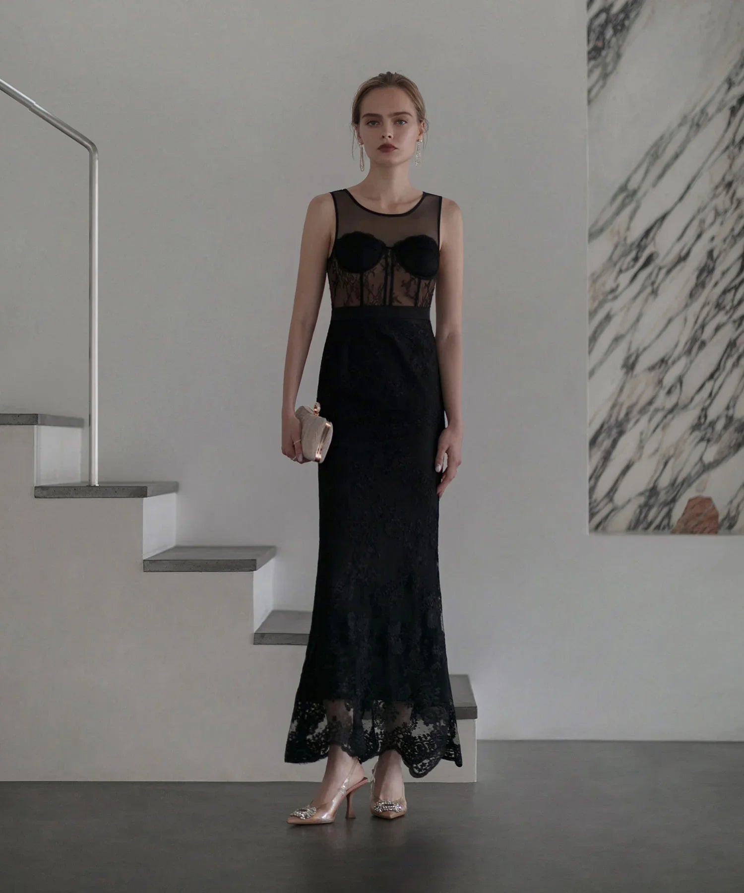 【LEJA LUXE】シェルカップレースマーメイドドレス