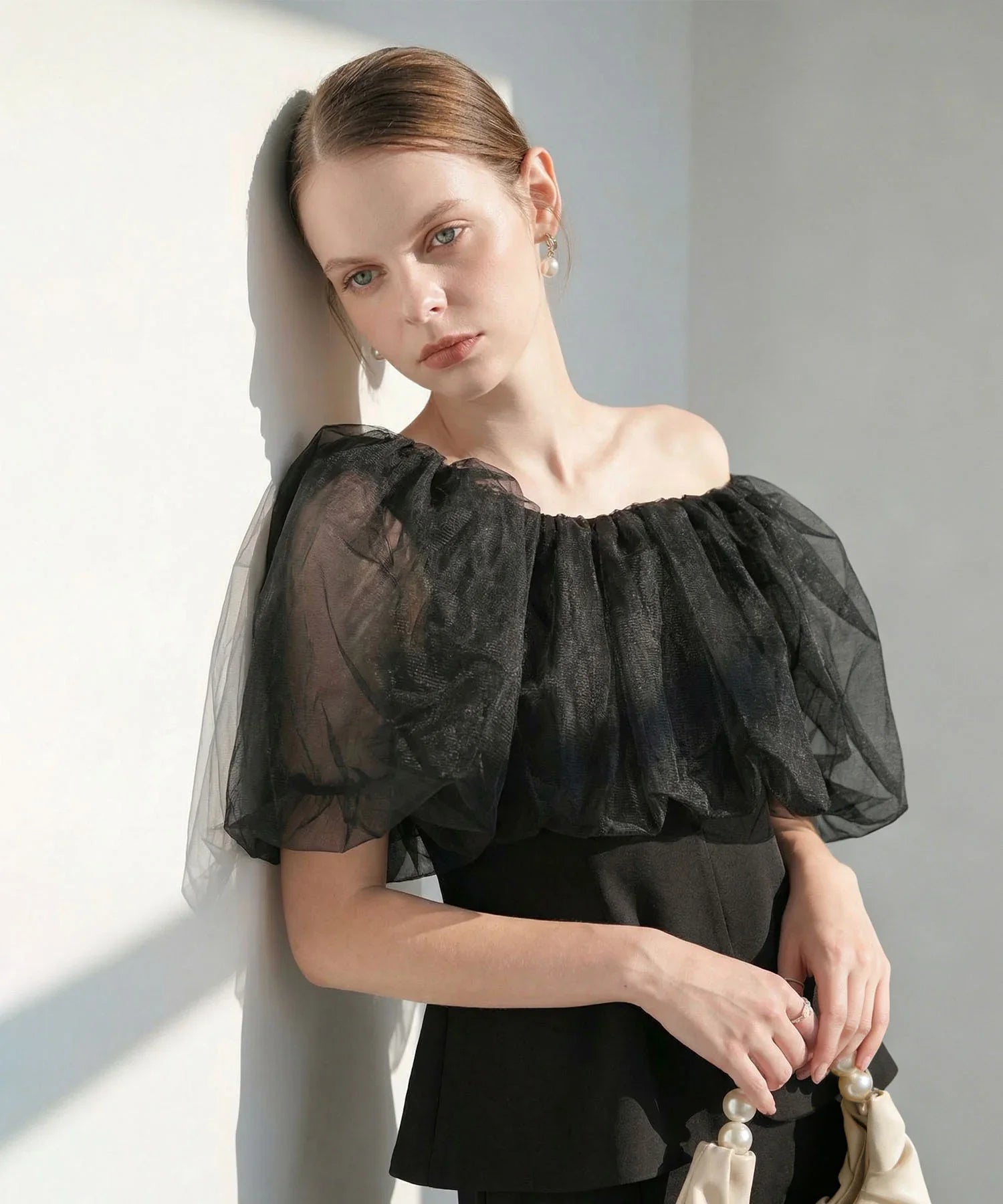 【当日発送】シアーチュールオフショルセットアップドレス