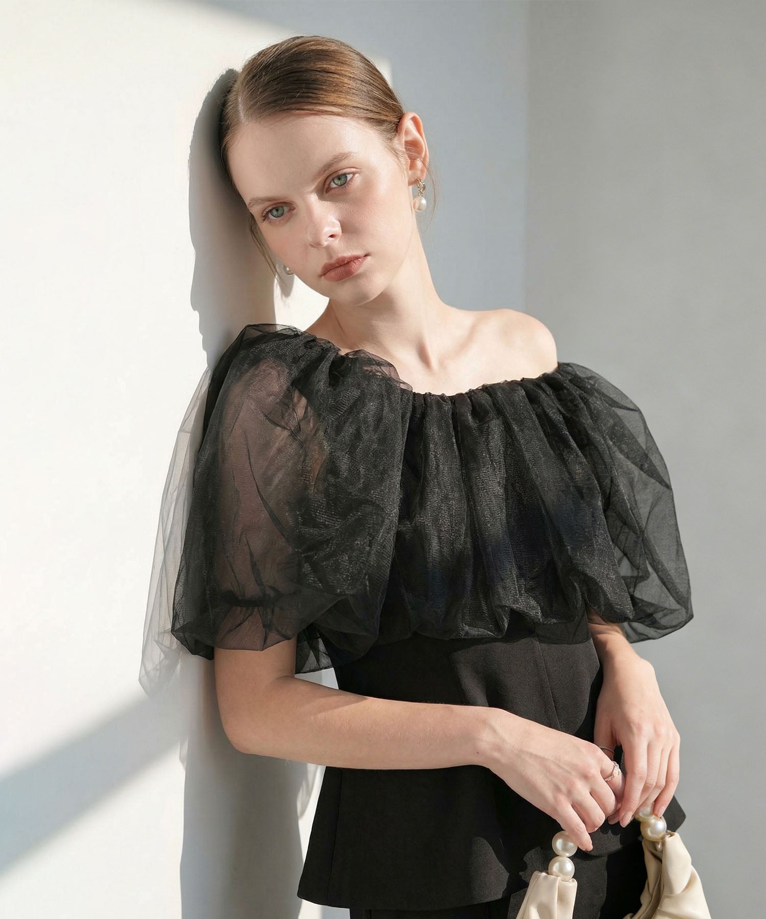 【当日発送】シアーチュールオフショルセットアップドレス