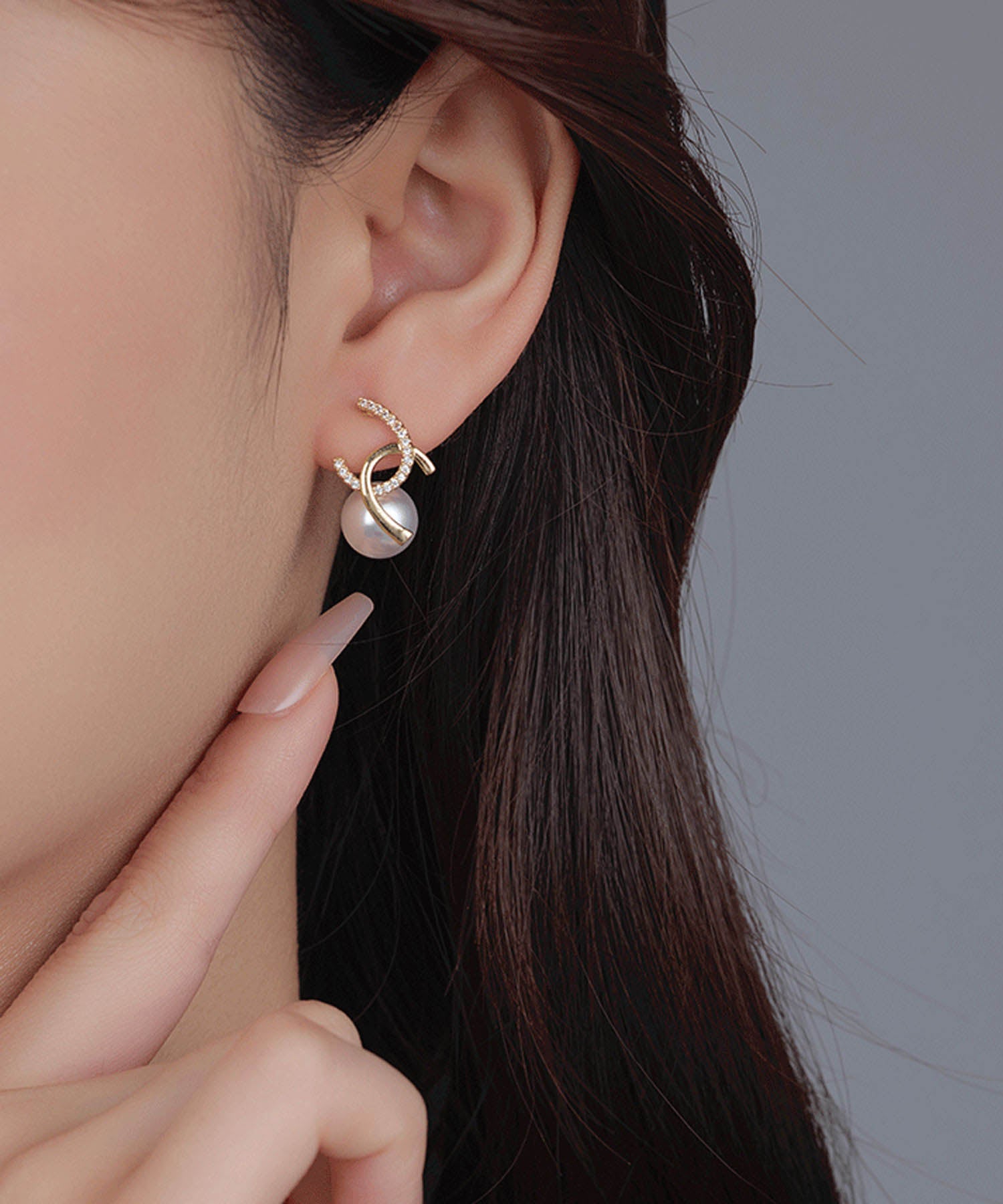 【当日発送】クロスデザインストーンパールピアス