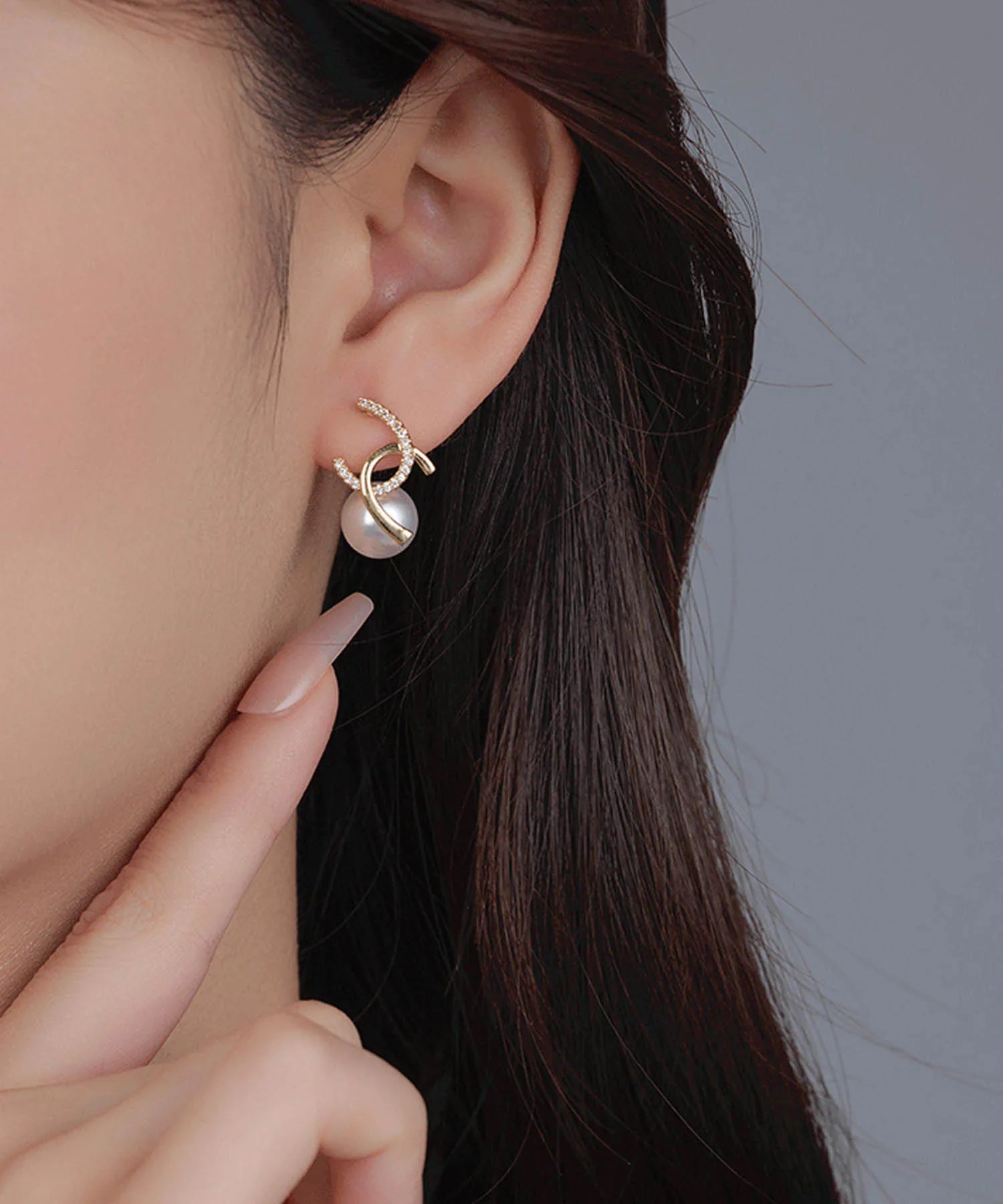 【当日発送】クロスデザインストーンパールピアス