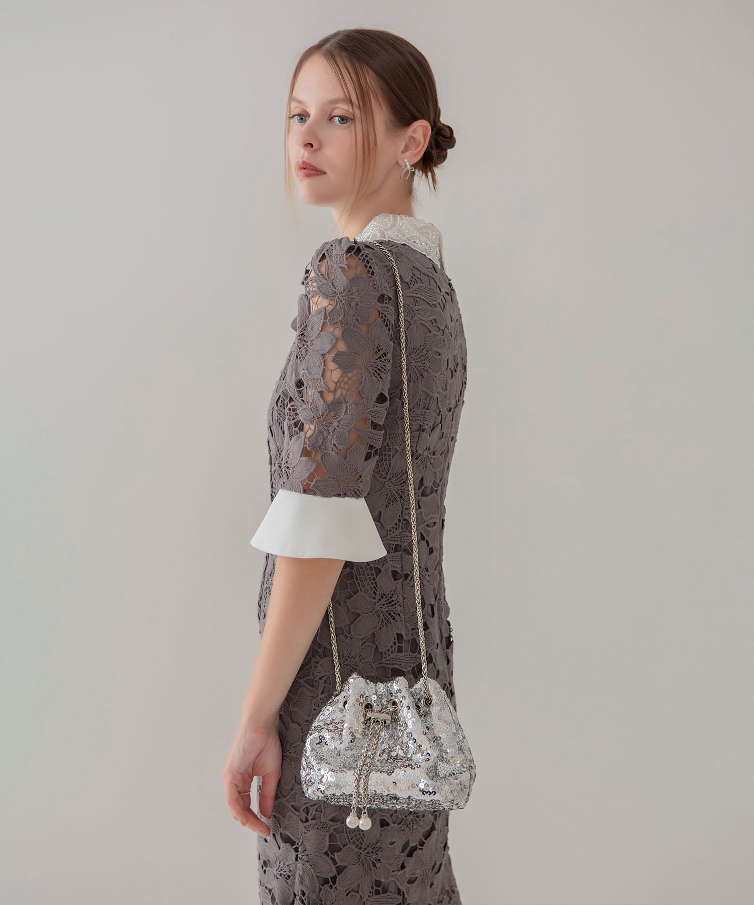 【当日発送】ビジューハンドルチェーンスパンコールバッグ