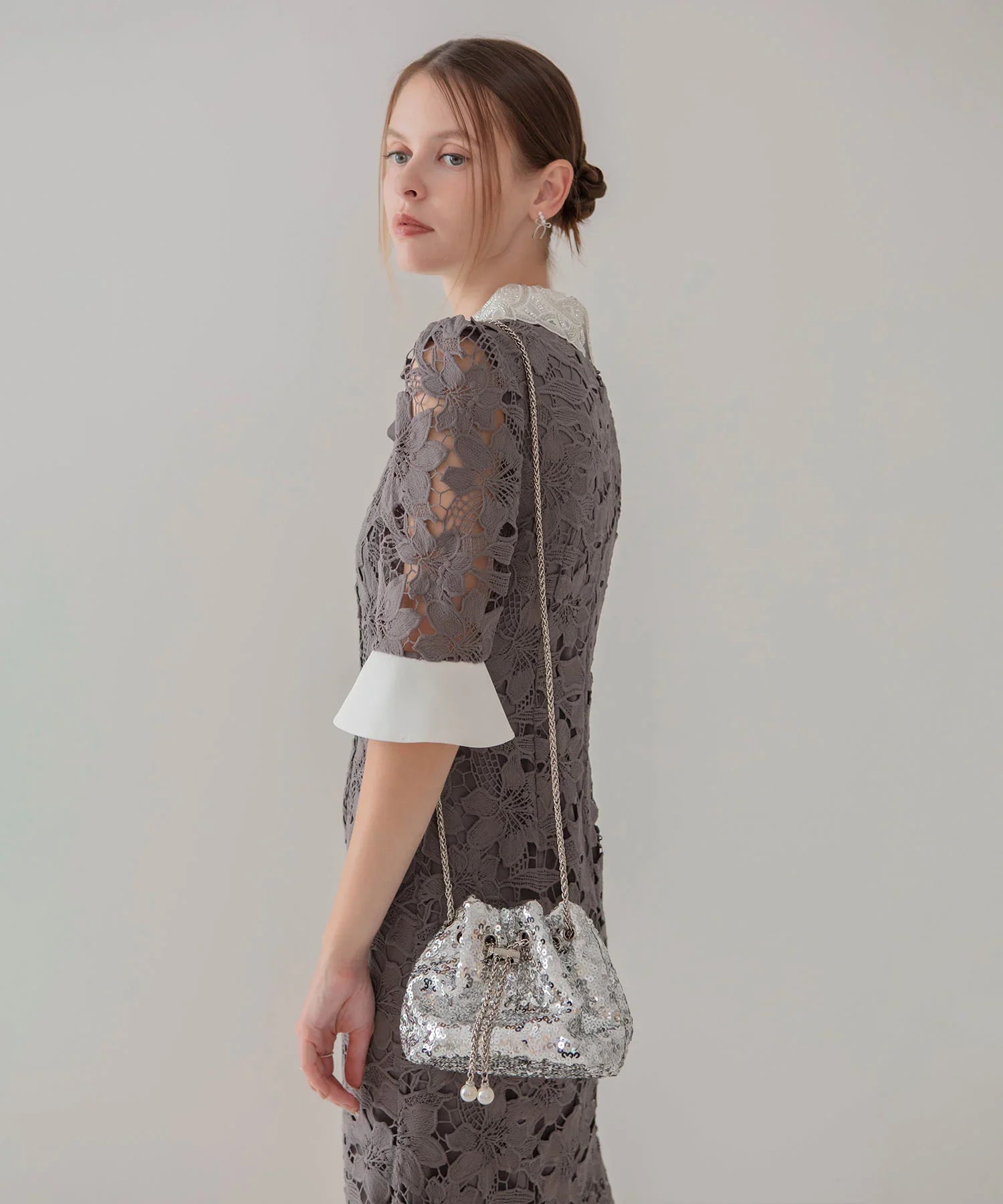 【当日発送】ビジューハンドルチェーンスパンコールバッグ