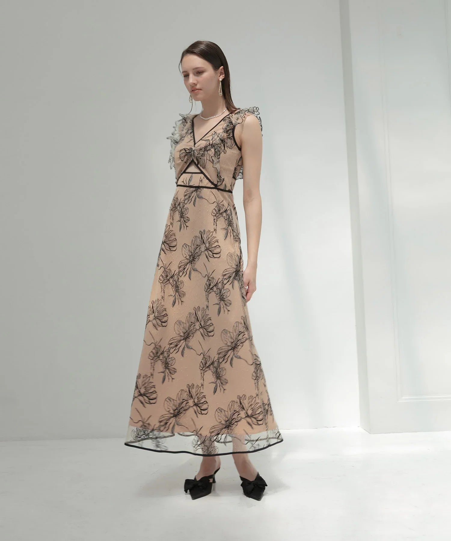 【LEJA LUXE】フラワーシアーレースAラインドレス