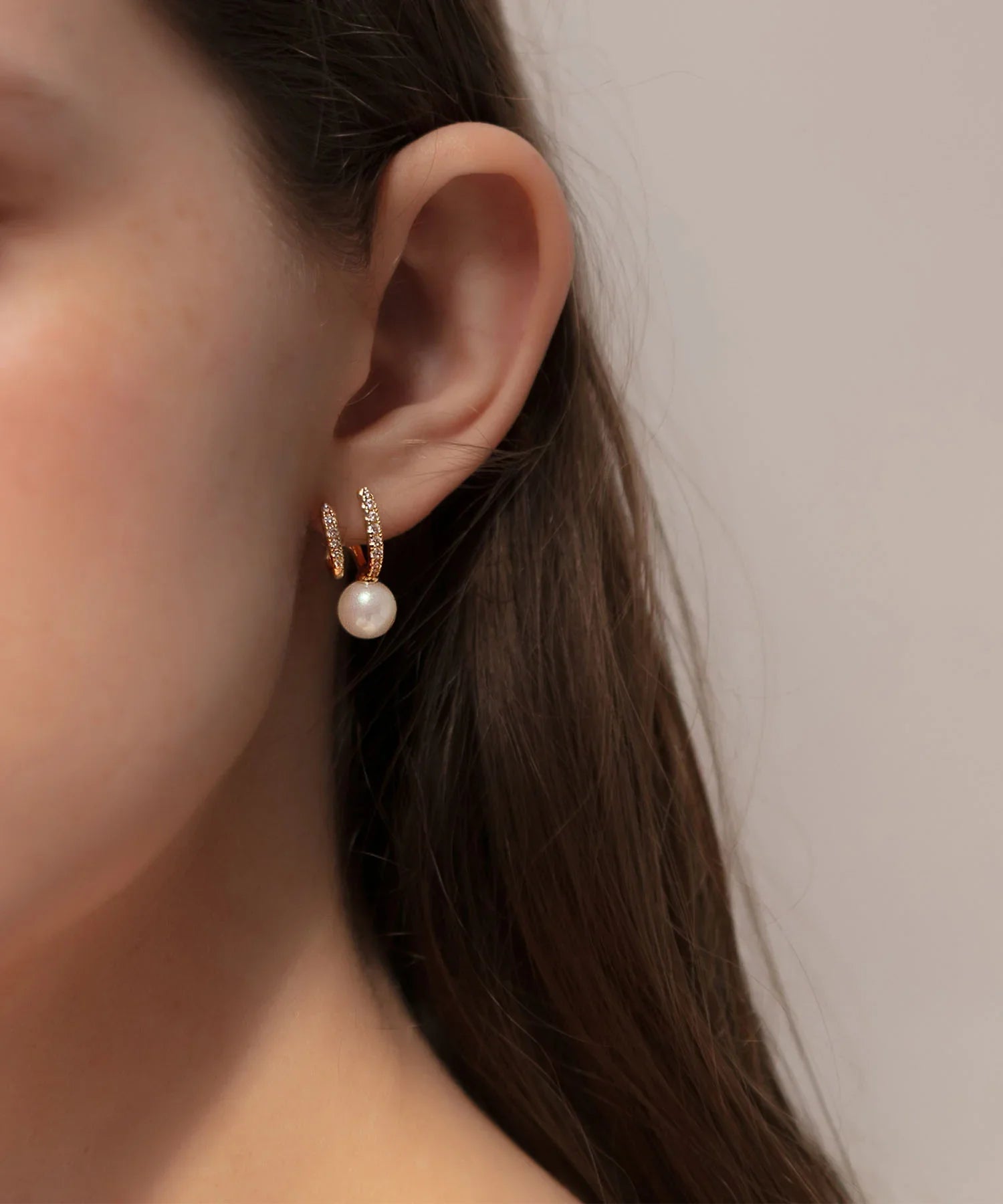 【当日発送】パールダブルフープピアス