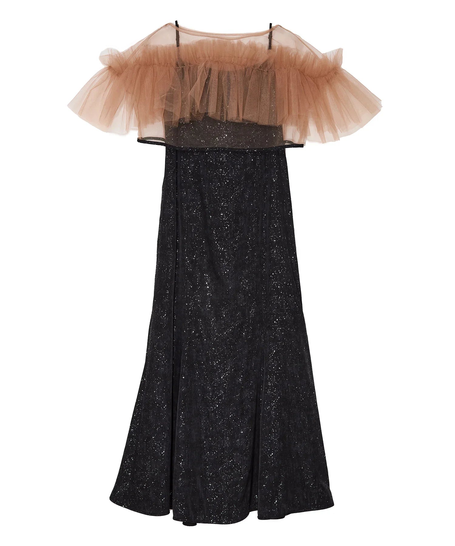 【当日発送】チュールフリルボレロペイントマーメイドワンピースドレス