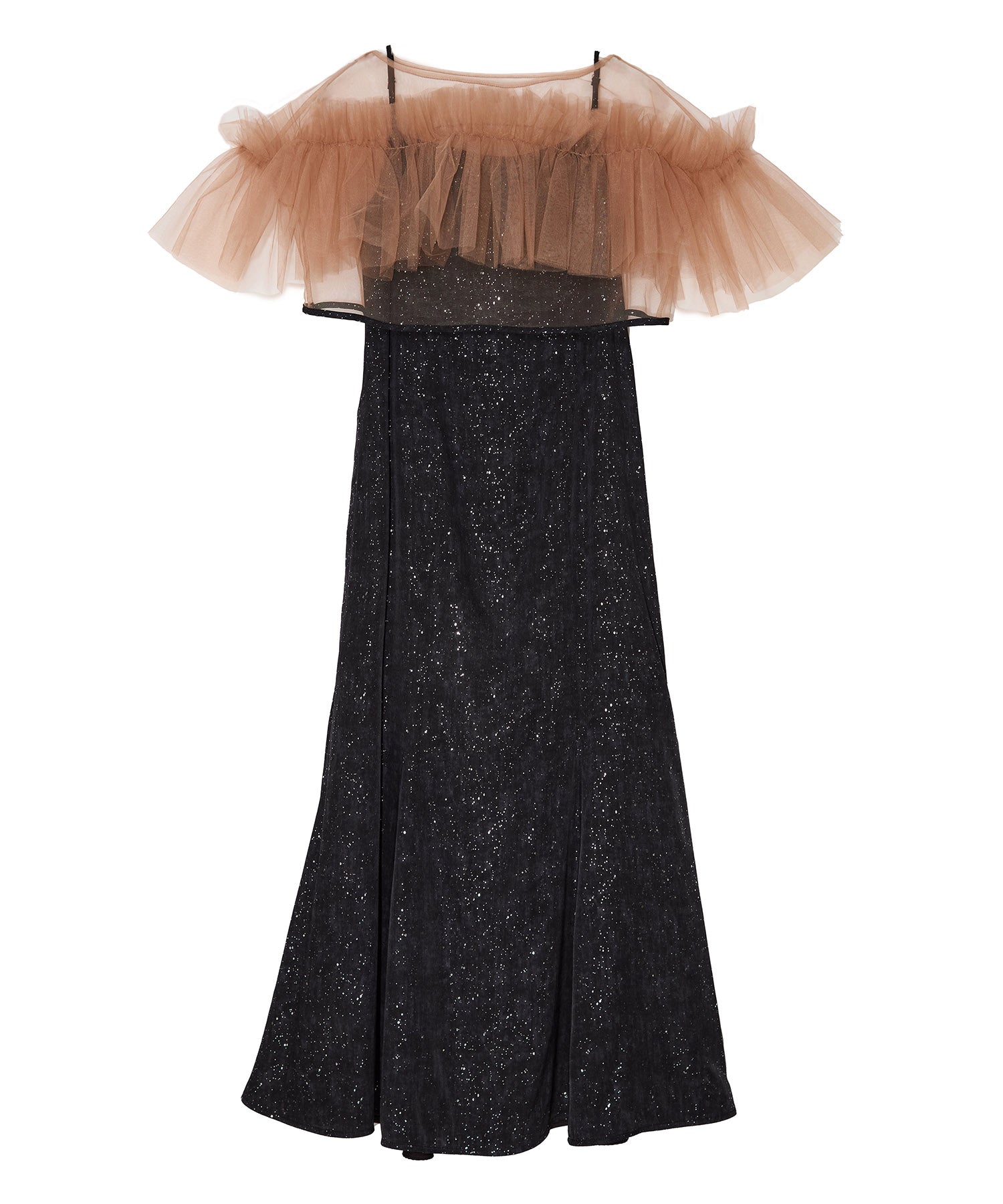 【当日発送】チュールフリルボレロペイントマーメイドワンピースドレス