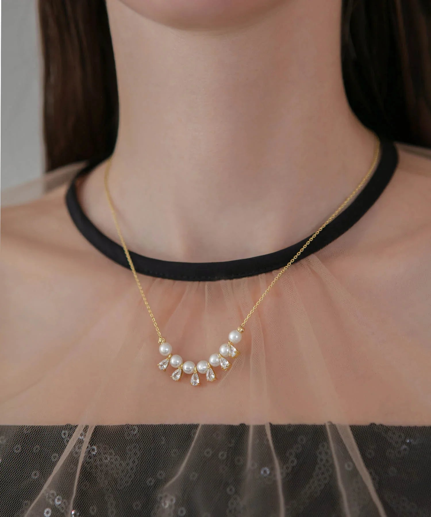 【当日発送】パールティアドロップネックレス