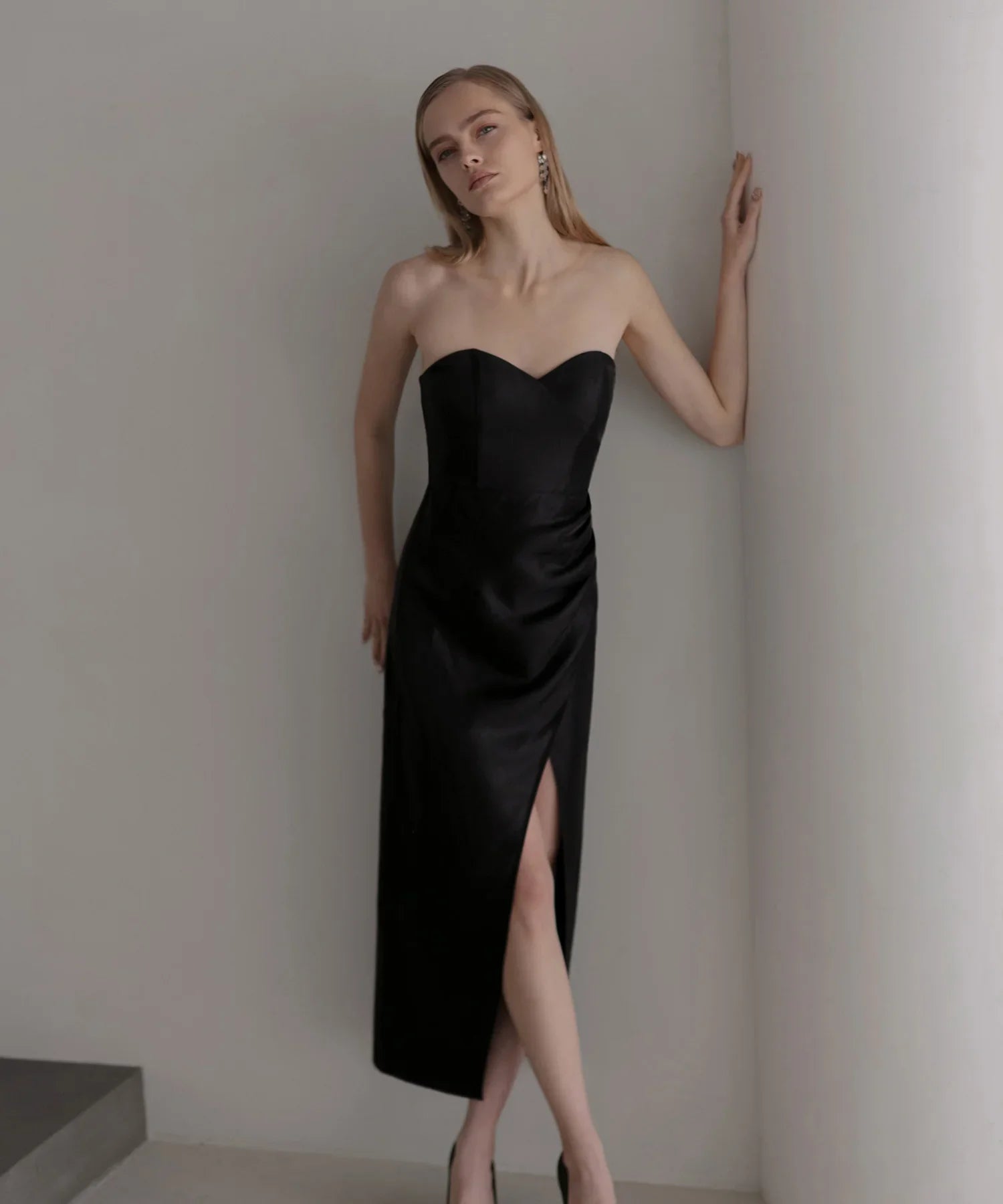 【LEJA LUXE】2WAYフラワーオフショルダースリットドレス