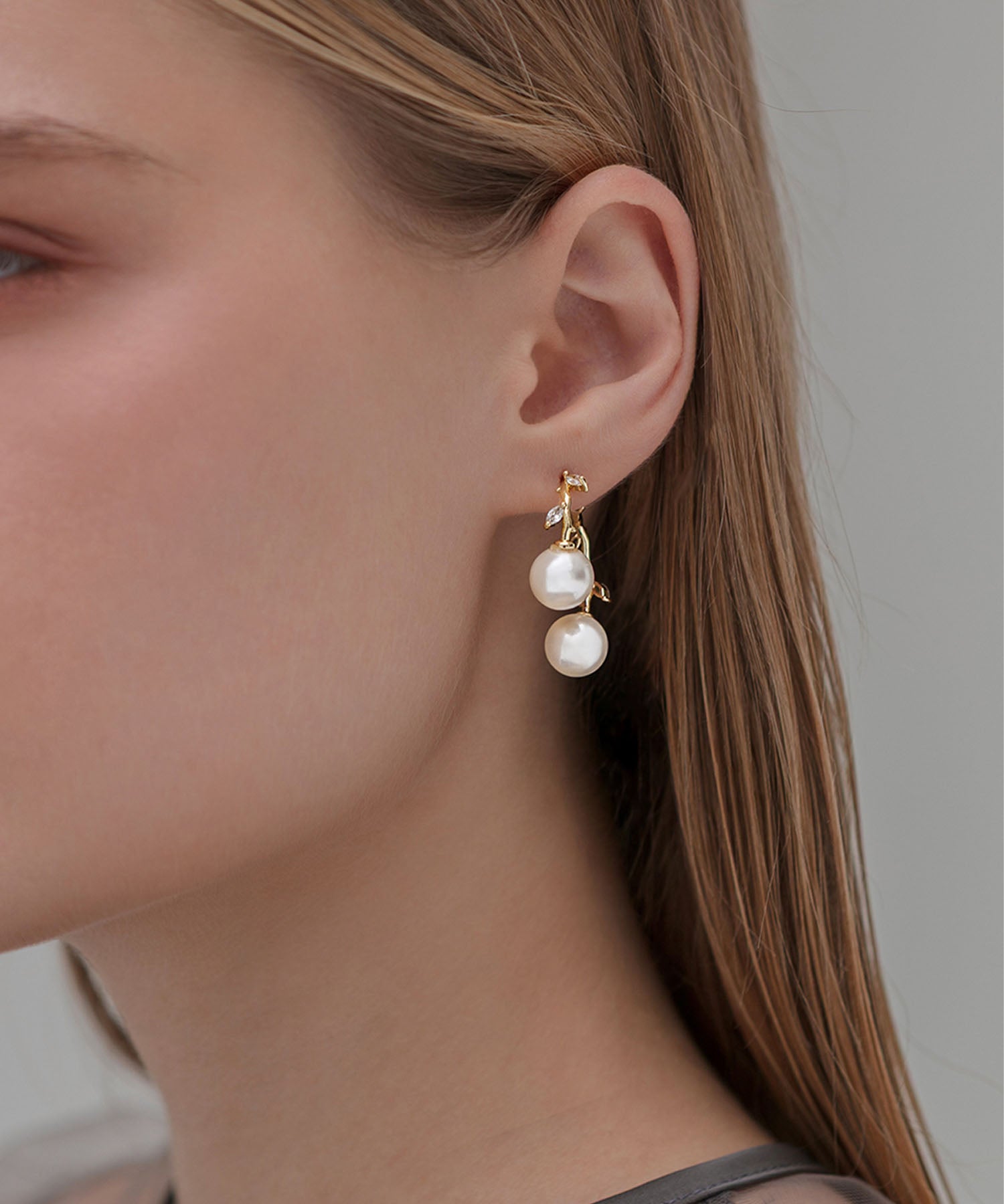 【当日発送】ドロップツインパールゴールドピアス