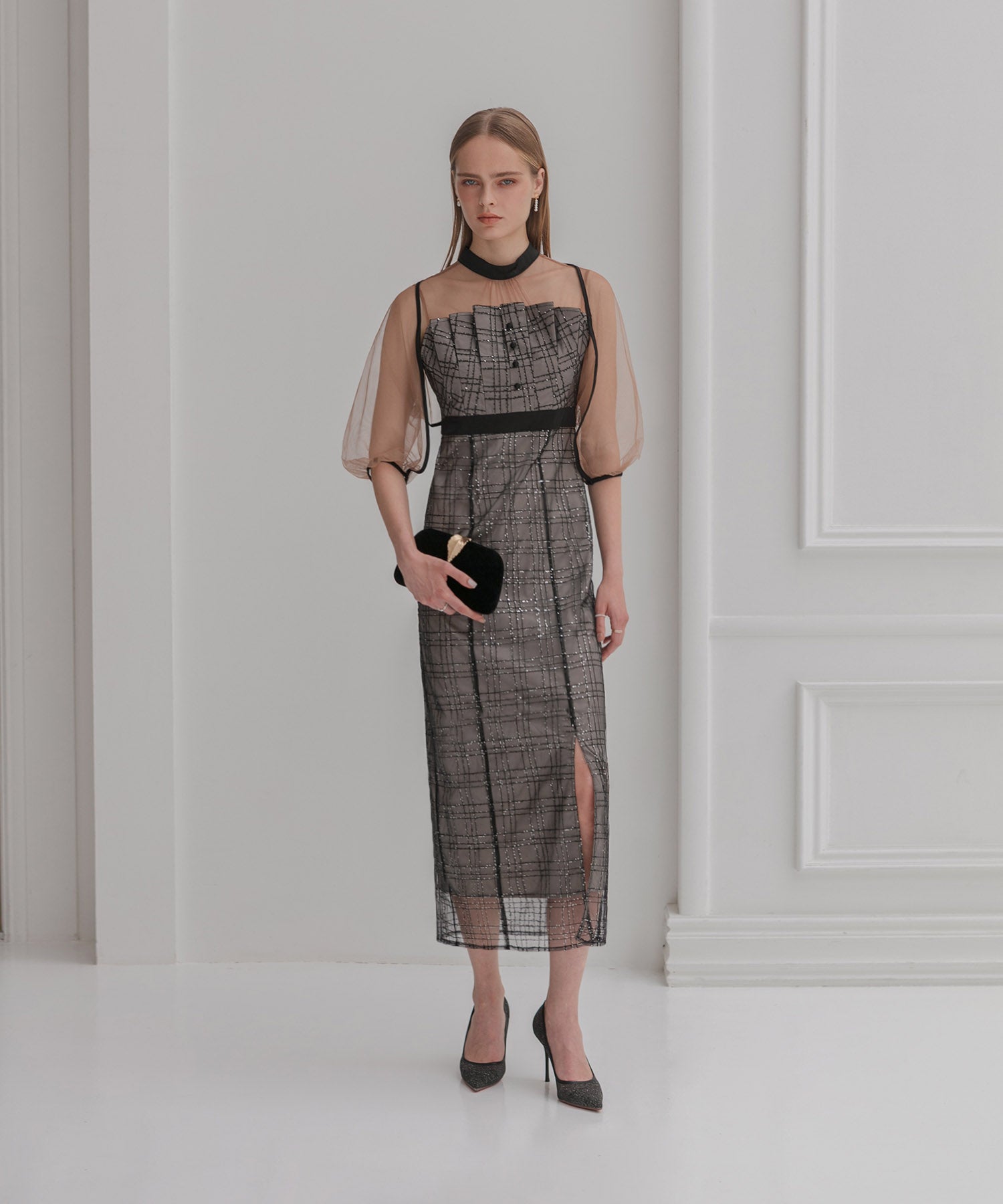 【当日発送】ラメチェックチュールボレロIラインドレス