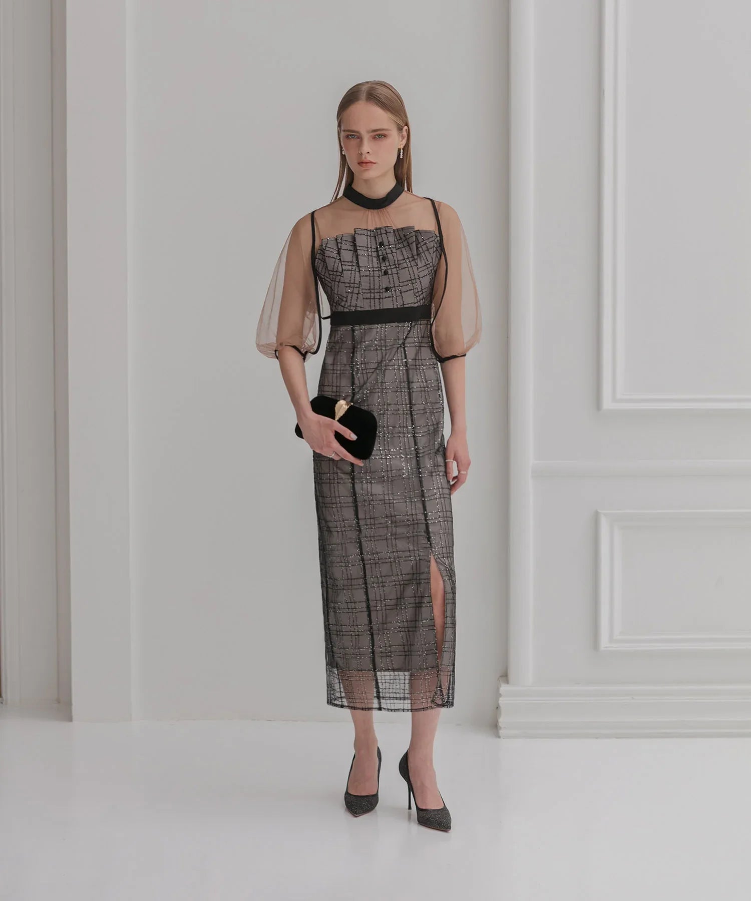 【当日発送】ラメチェックチュールボレロIラインドレス