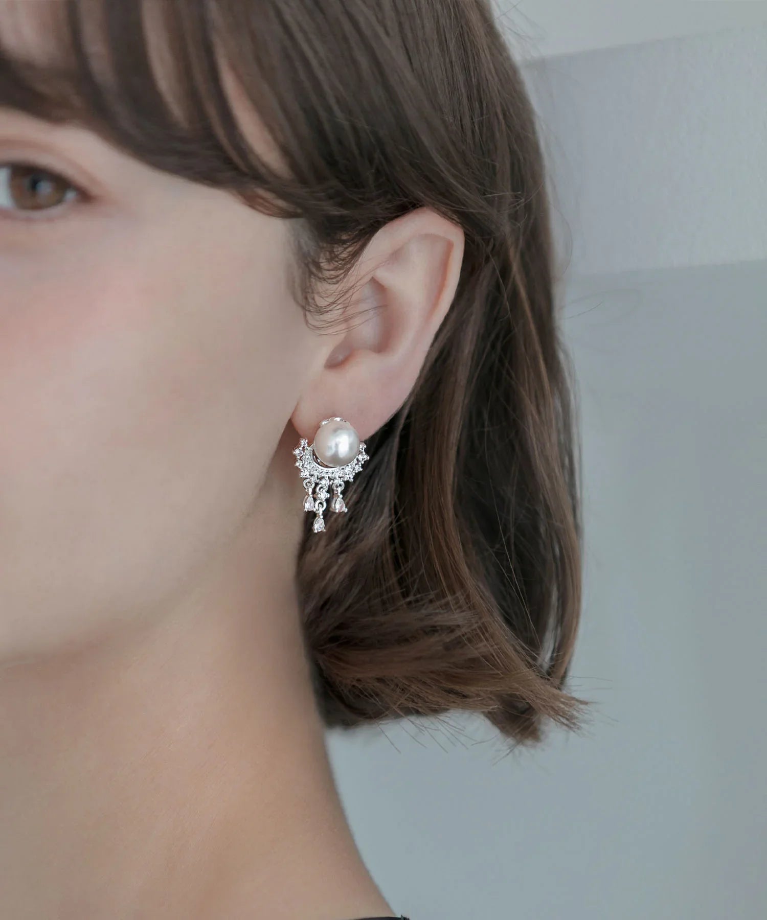 【当日発送】パールドロップビジューピアス