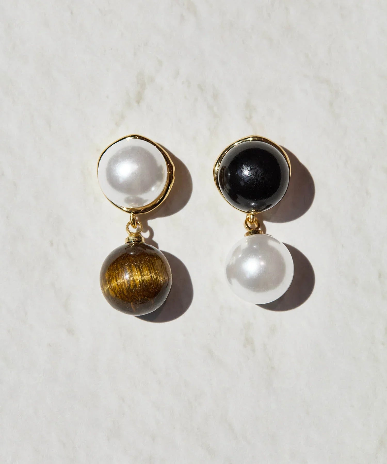 【当日発送】ミックスドロップアシンメトリーパールピアス