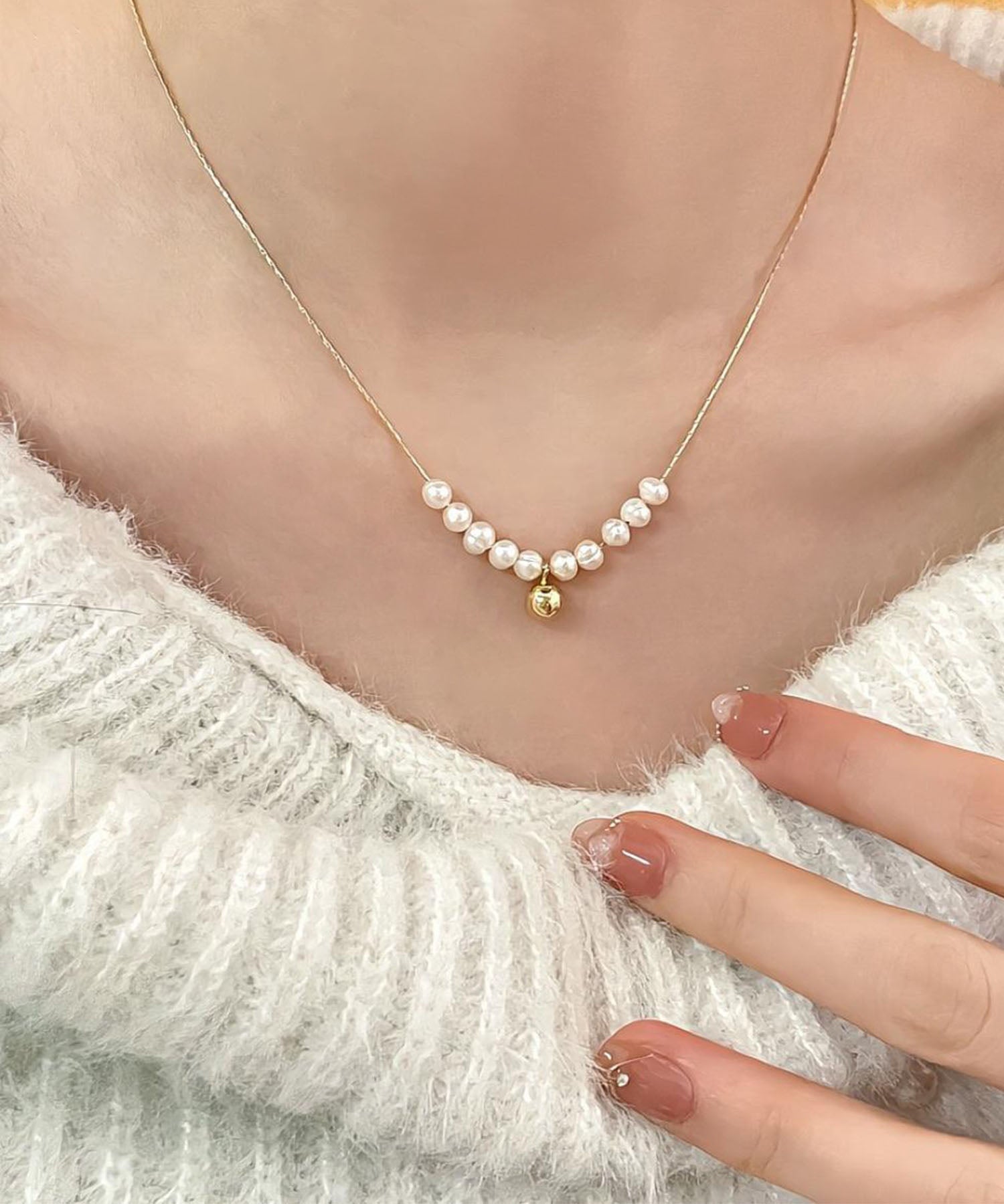 【当日発送】パールゴールドデザインネックレス