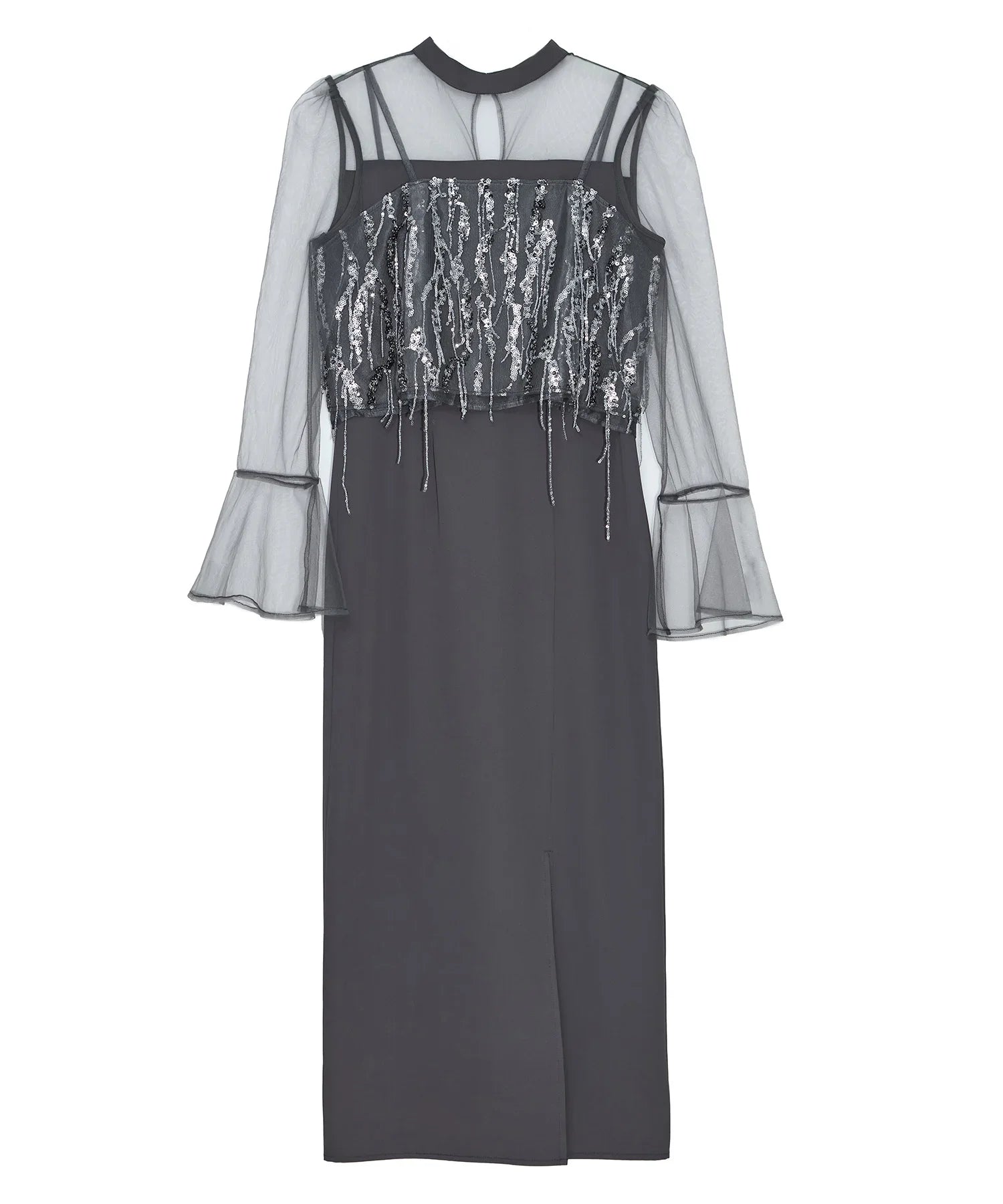 【当日発送】2WAYスパンコールビスチェチュールIラインワンピースドレス