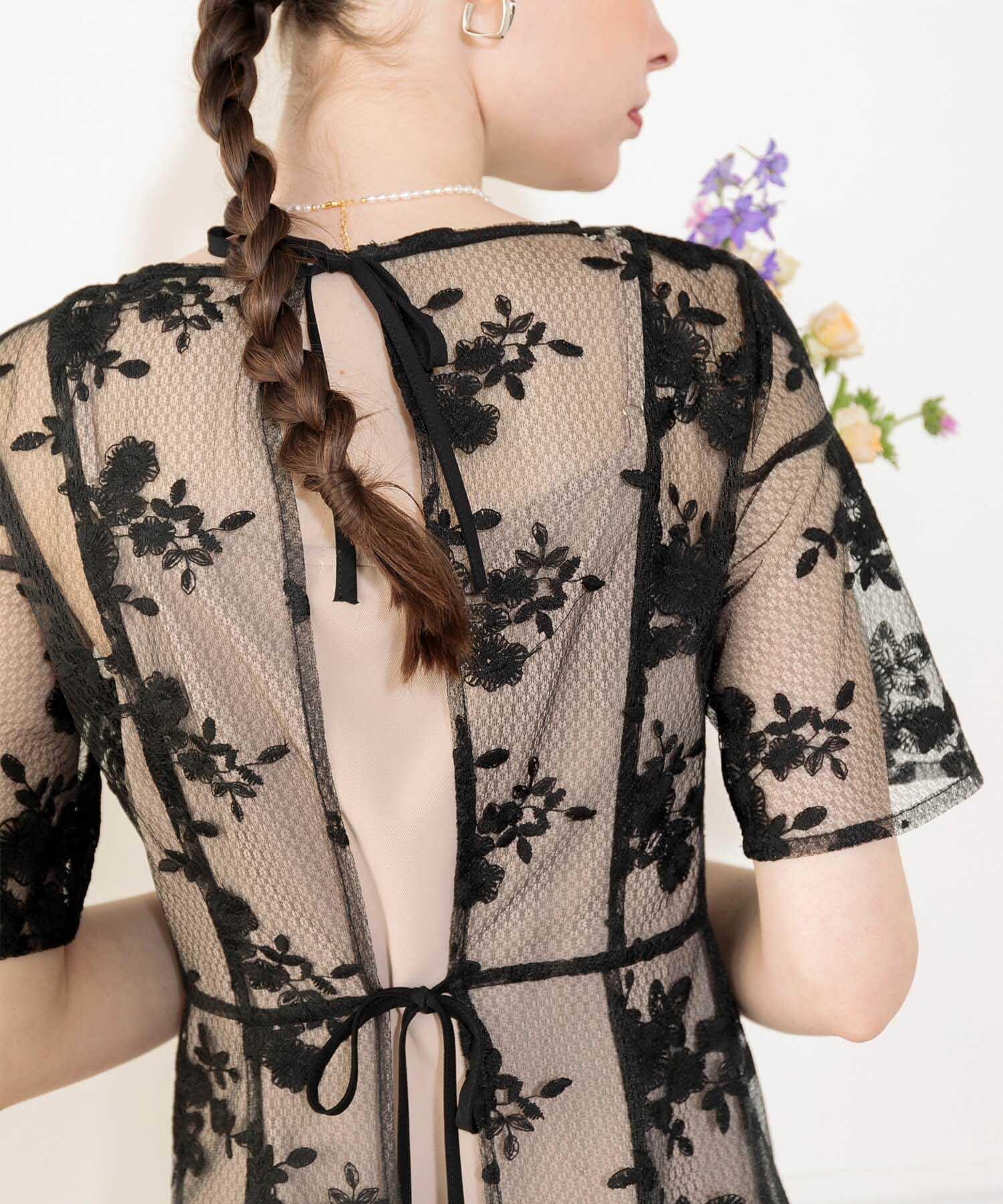 【当日発送】花柄バックリボンセットアップワンピースドレス