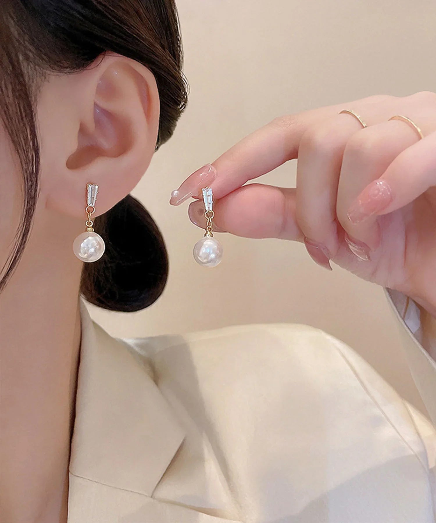 【予約販売】エレガントドロップパールショートピアス