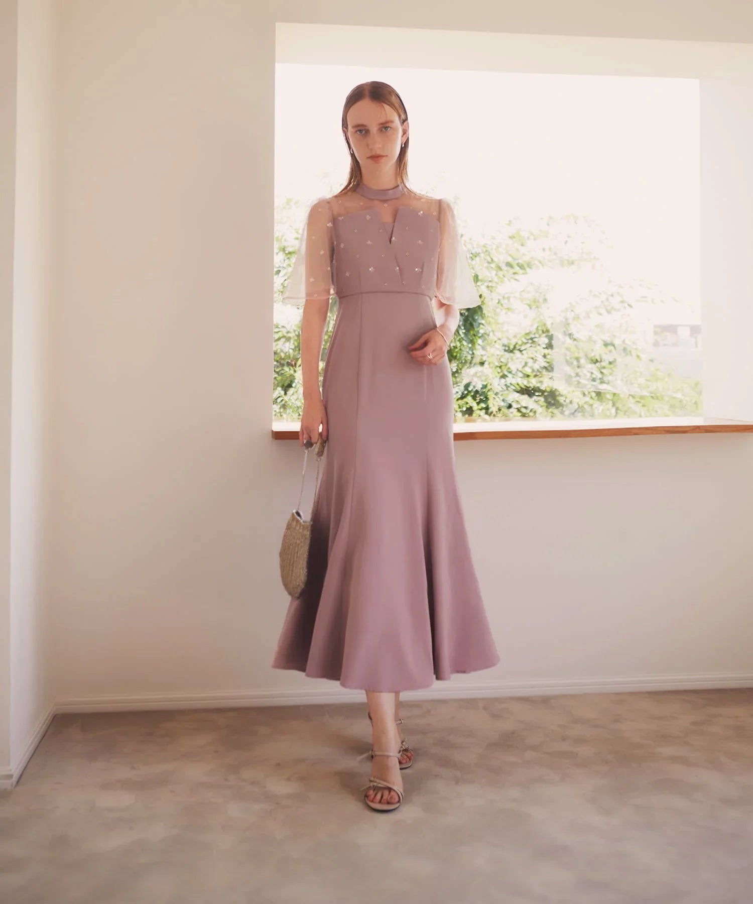 【當天出貨】碎花亮片薄紗重疊魚尾裙