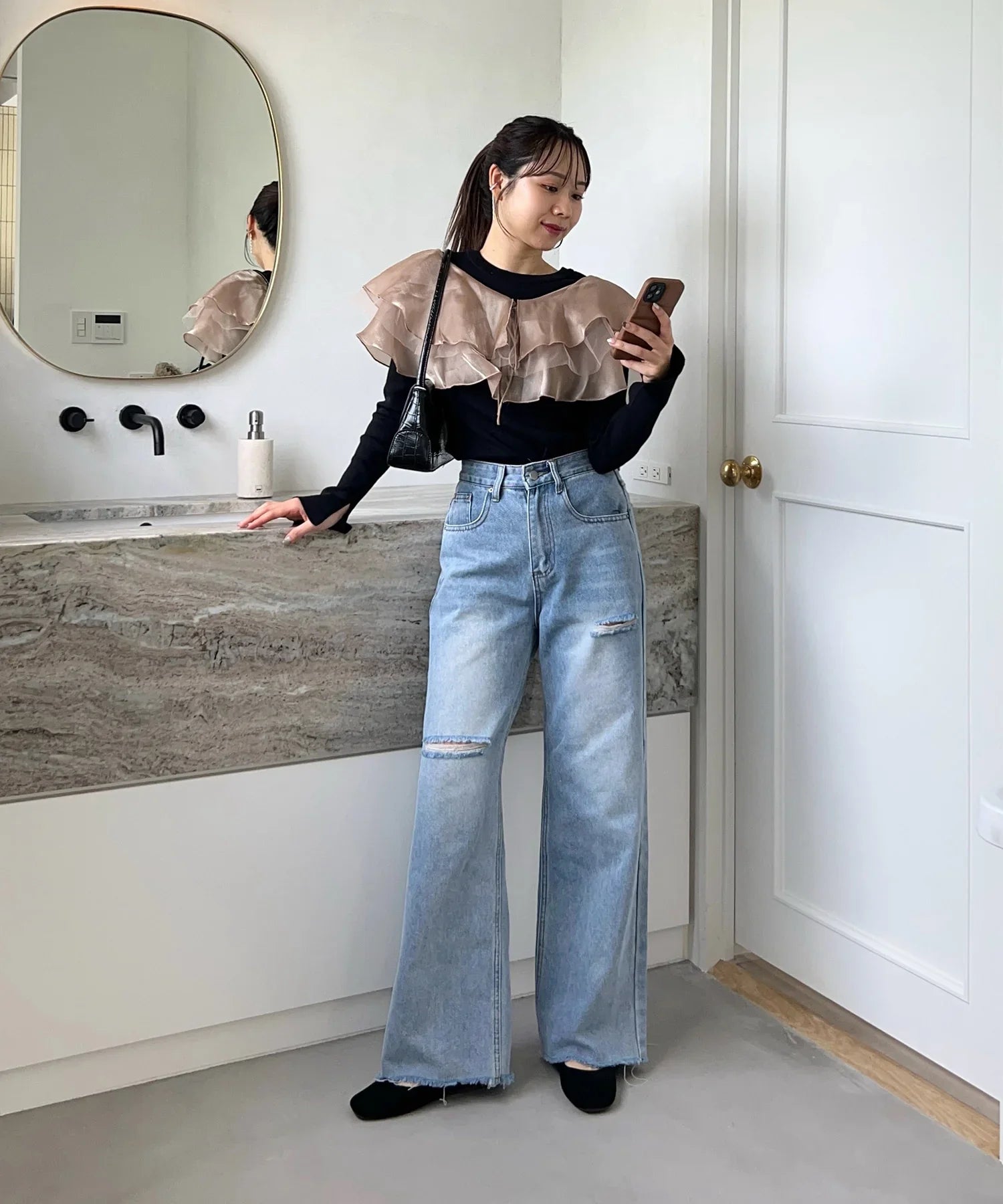 【当日発送】アシンメトリーティアードフリル3WAYベロアワンピースドレス