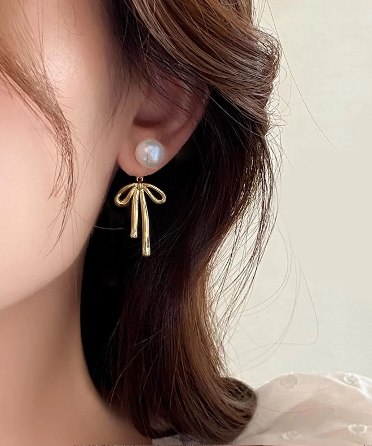 【当日発送】2WAYパールリボンピアス