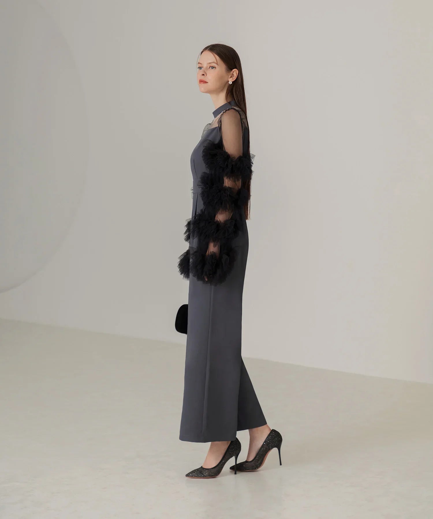 【当日発送】ボリュームチュールスリーブオールインワンパンツドレス