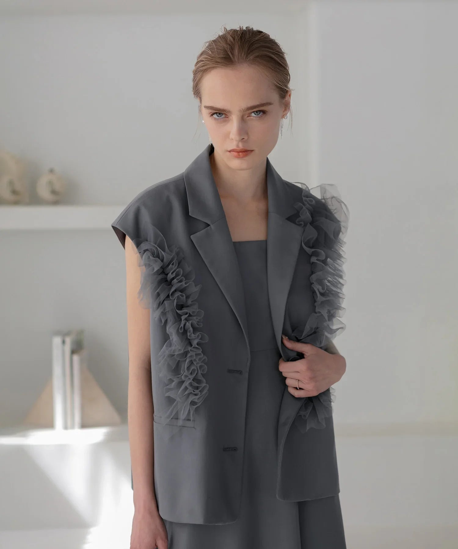 【当日発送】チュールフリルセットアップワンピースドレス