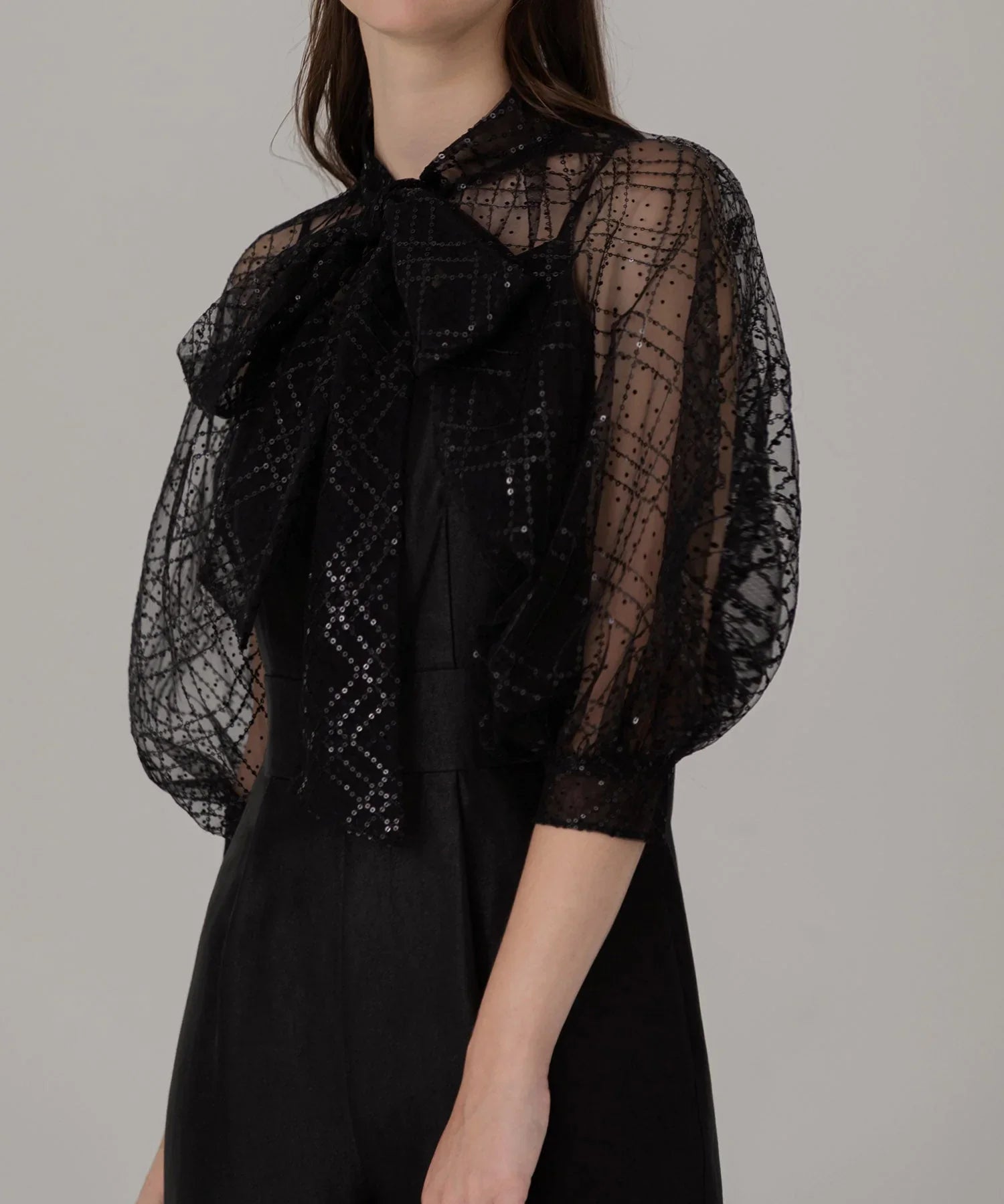 【當天出貨】圓點亮片緞帶波羅呢連身裙